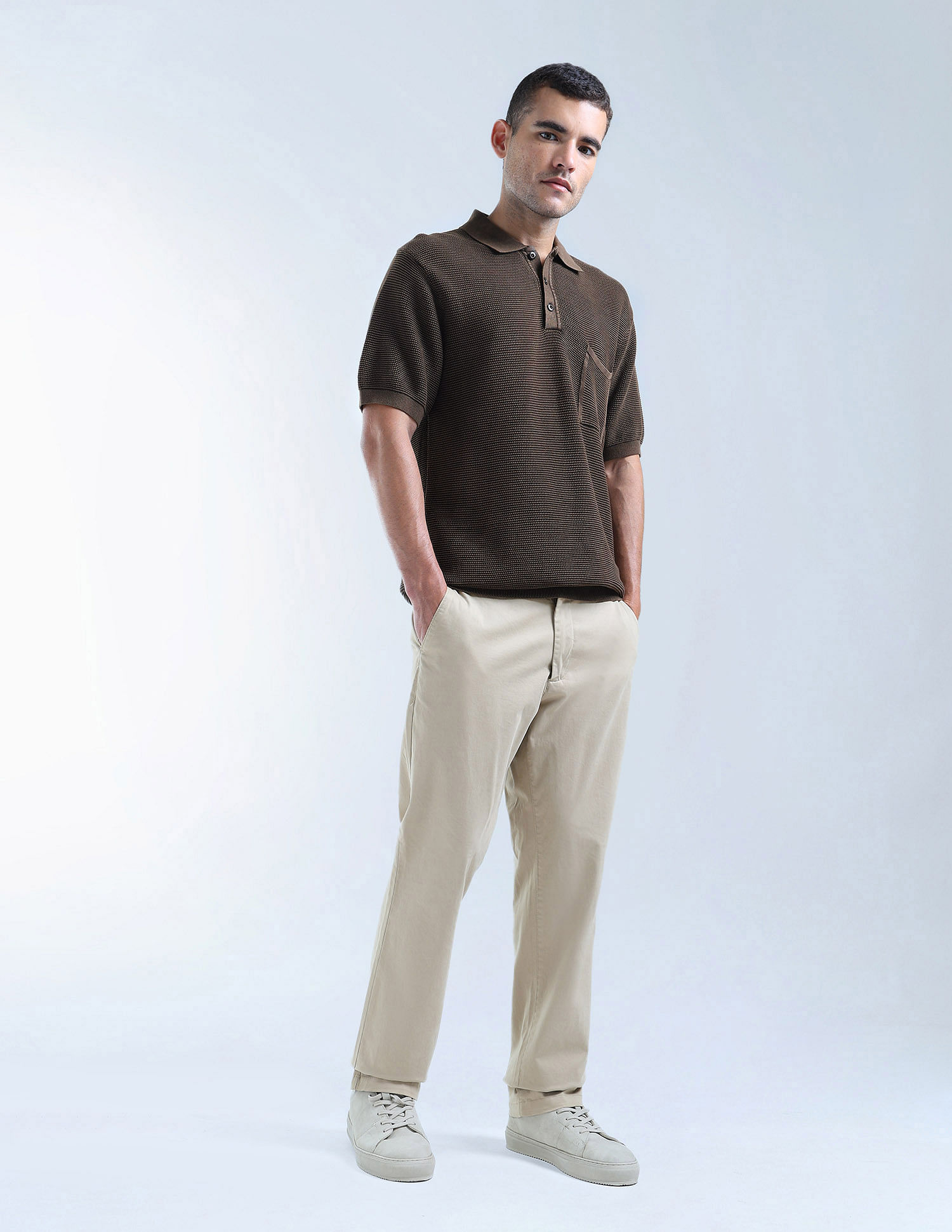 Flying Machine Textured Color Of Home Polo Shirt