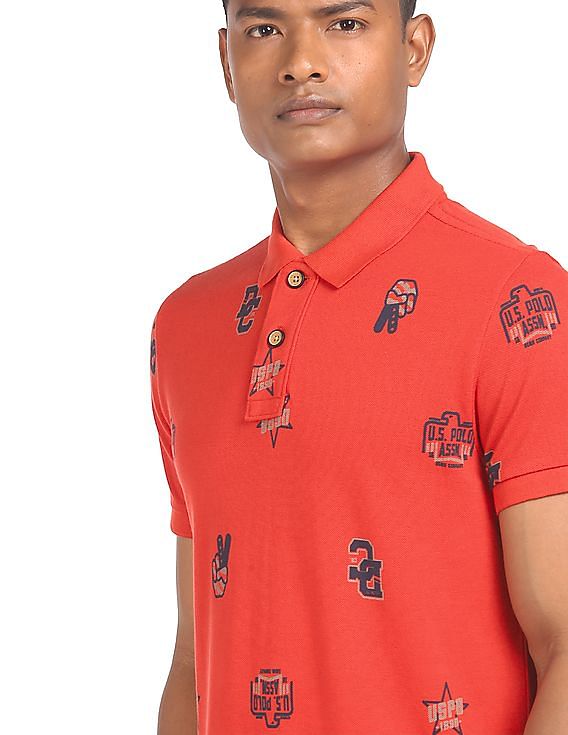 U.S. Polo Assn. Denim Co. Pique Printed Polo Shirt