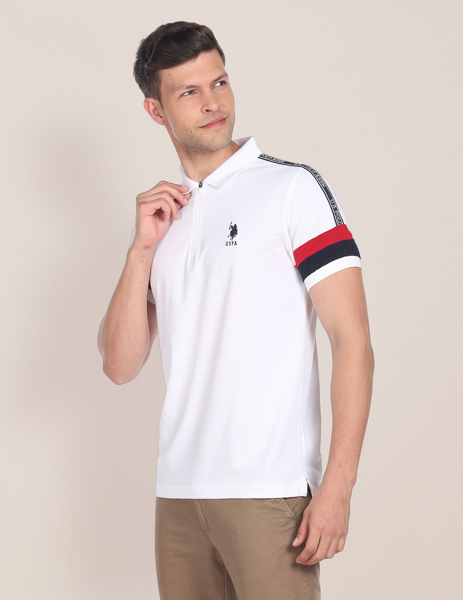 U.S. Polo Assn. Brand Tape Waffle Polo Shirt