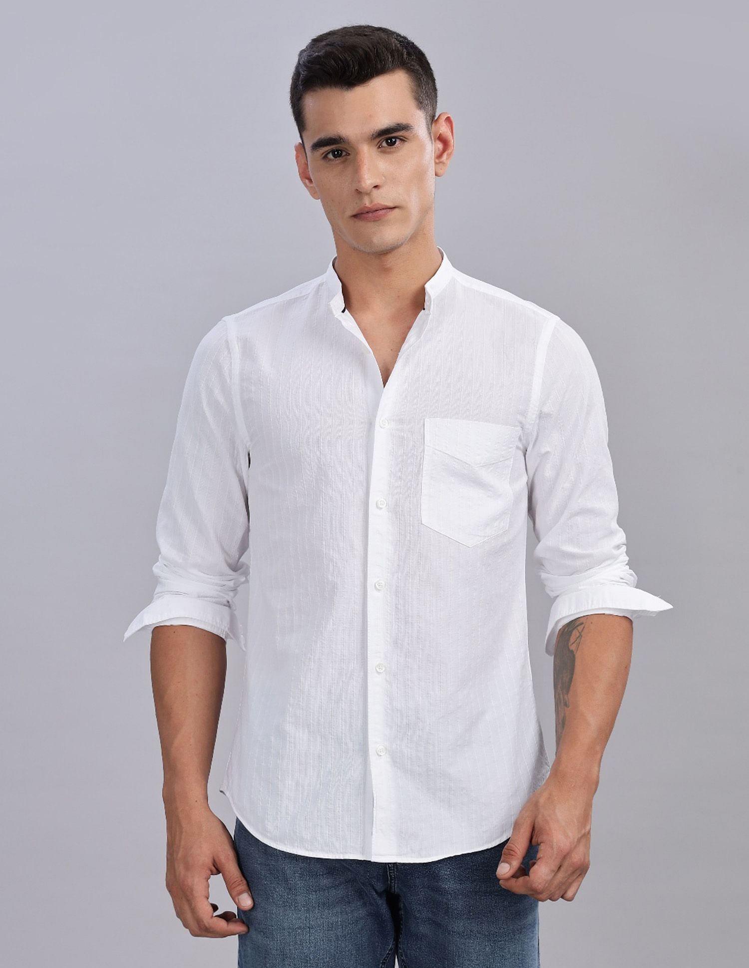 Tommy Hilfiger Striped Slim Fit Plain Woven Shirt