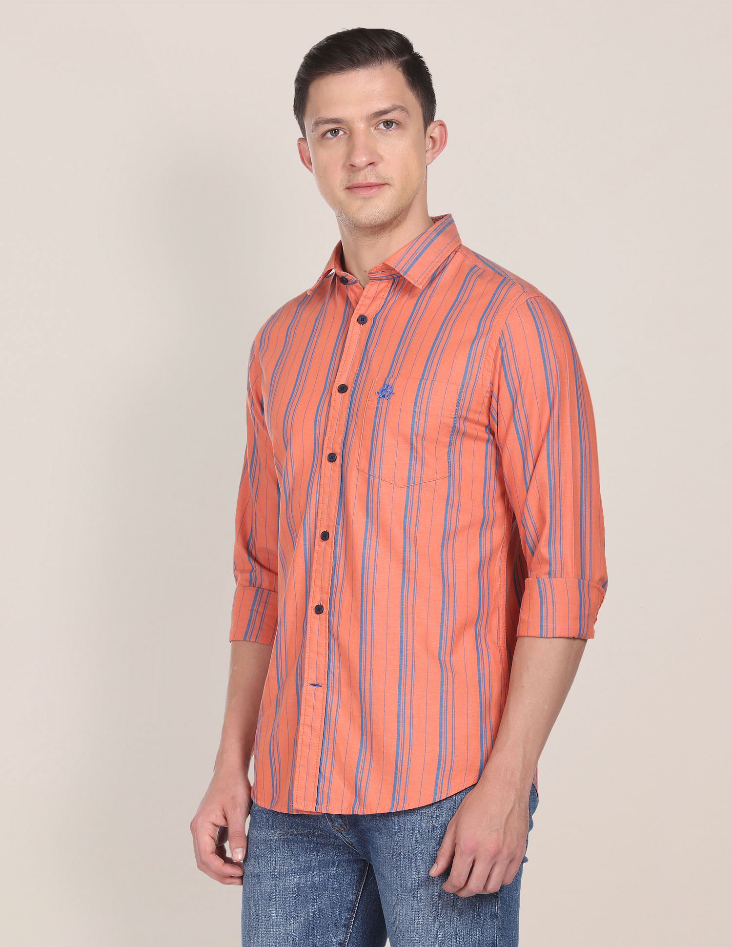 U.S. Polo Assn. Vertical Stripe Pinpoint Oxford Casual Shirt