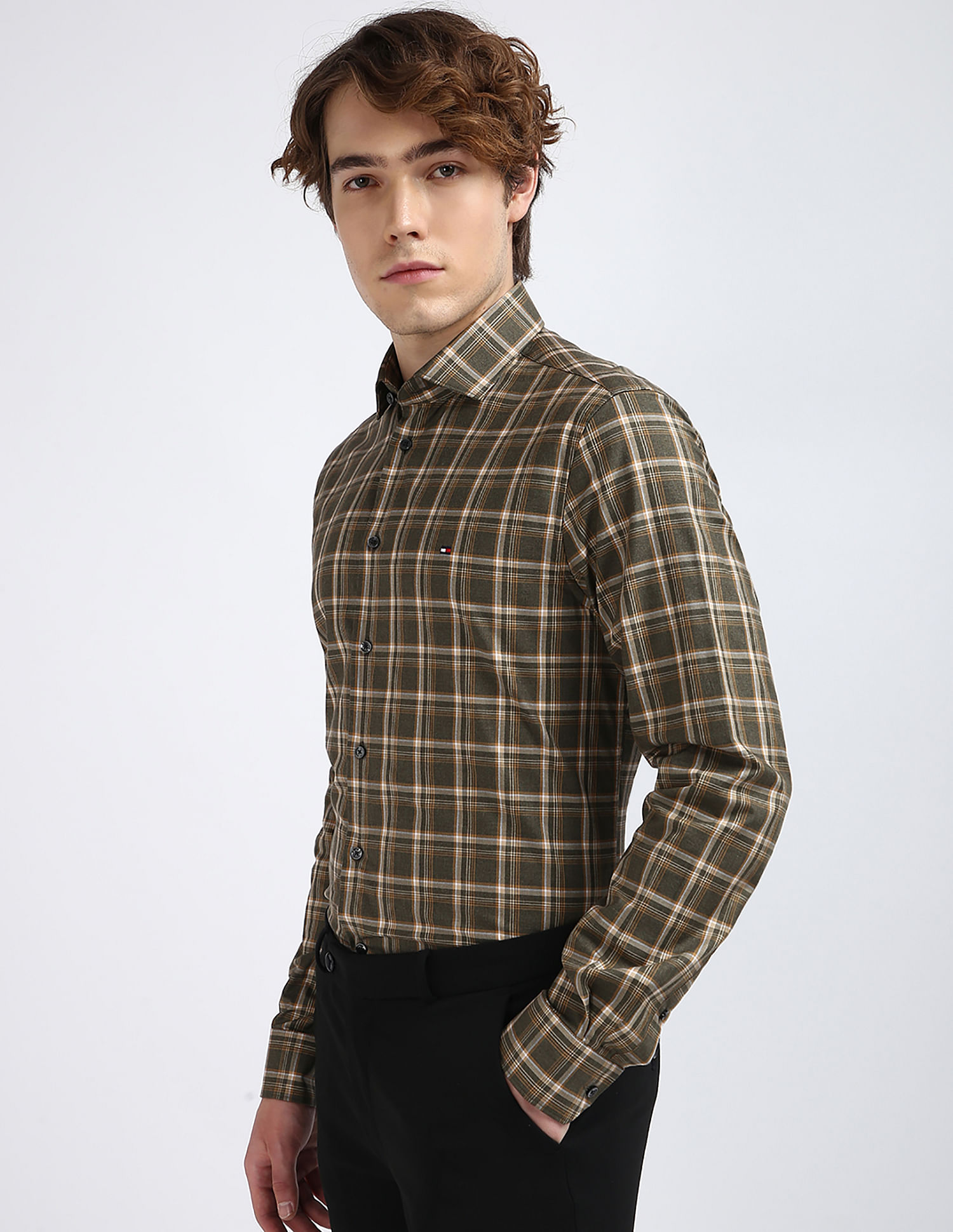 Tommy Hilfiger Melange Large Checked Regular Fit Shirt