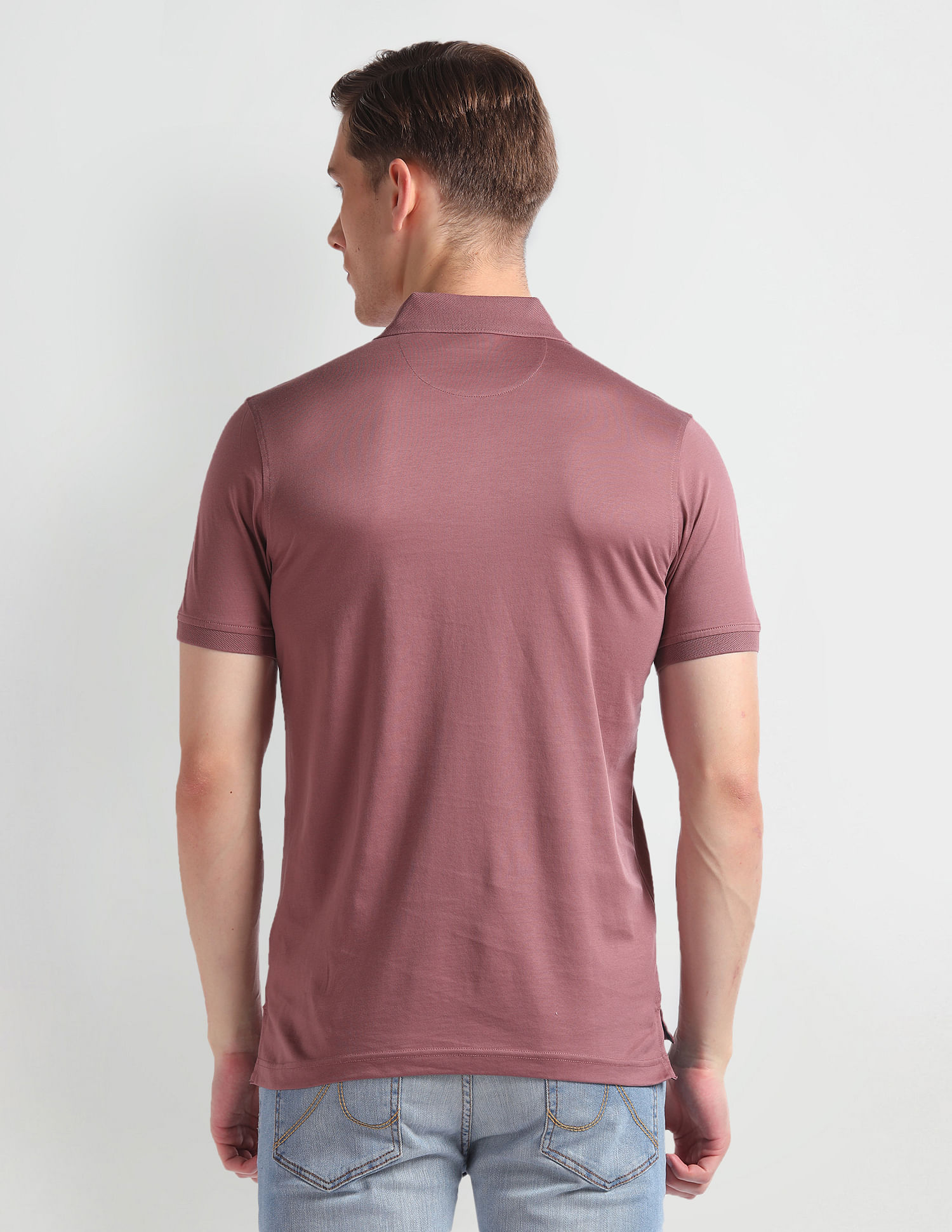 Arrow Patch Pocket Solid Polo Shirt