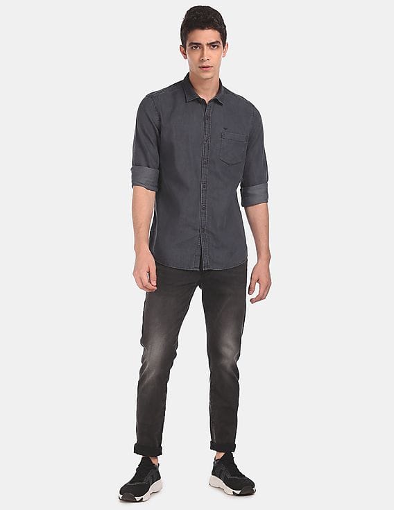 Buy Flying Machine Men Charcoal Grey 