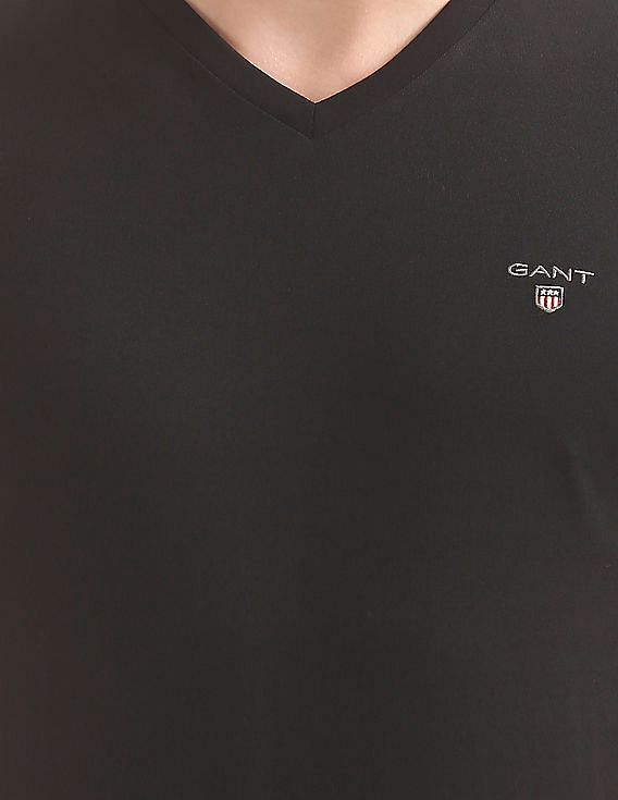 gant solid fitted v neck