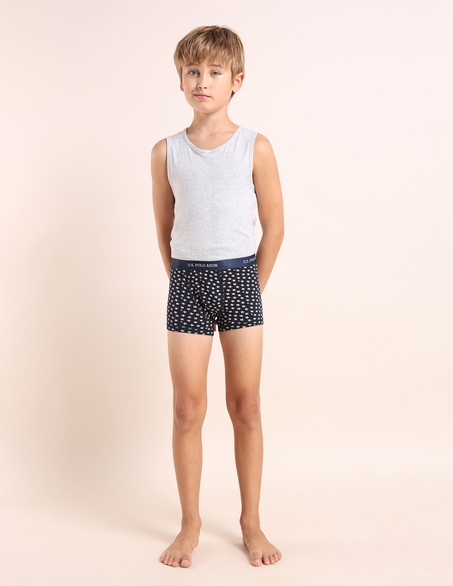 USPA Innerwear Boys Mid Rise Cotton Spandex Trunks - Pack Of 5