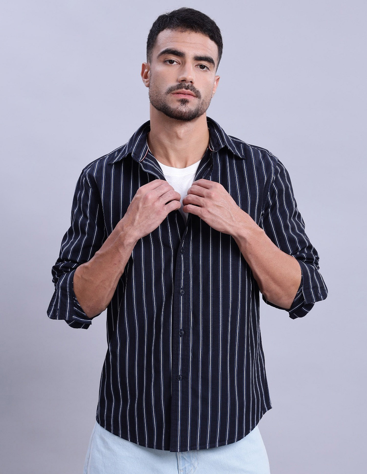 Tommy Hilfiger Striped Regular Fit Plain Woven Shirt