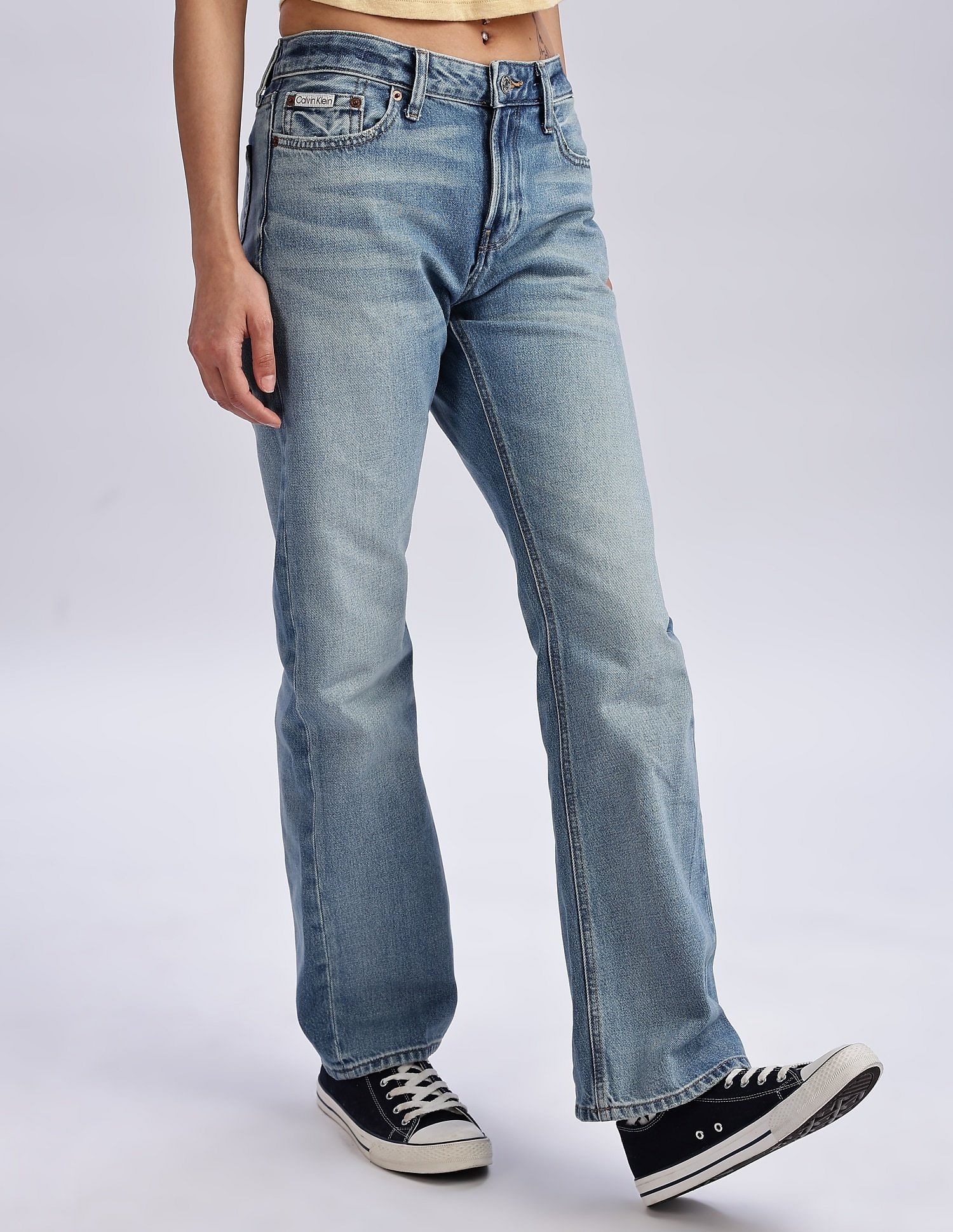 Calvin Klein Jeans Whiskered Bootcut-Fit Mid Rise Jeans