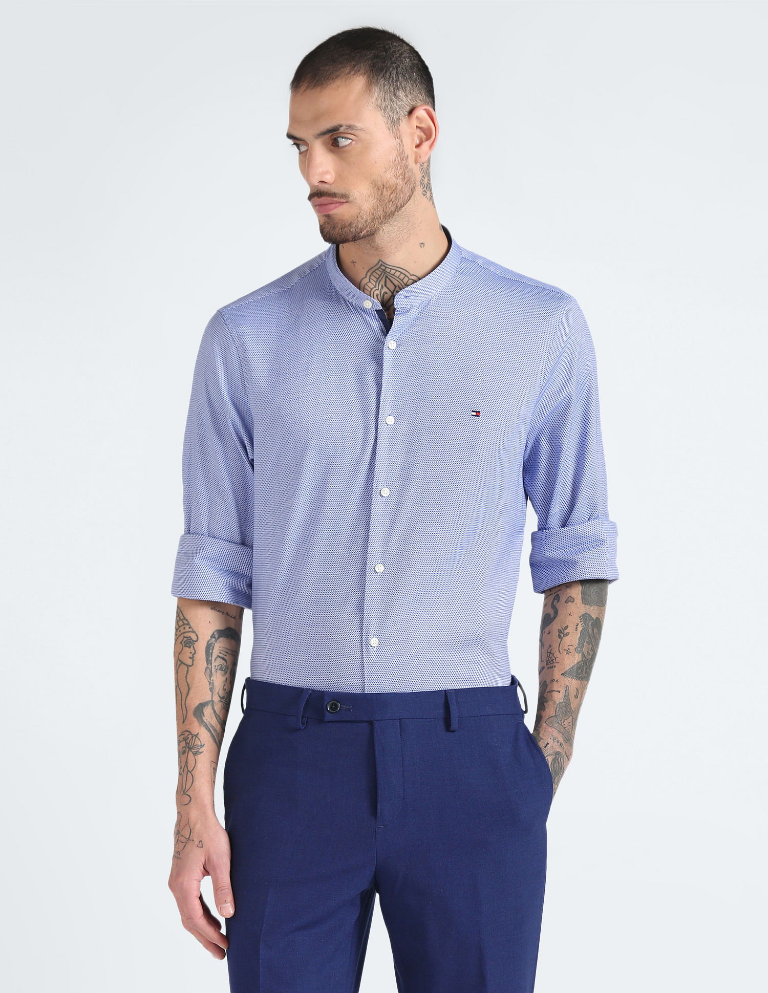 Tommy Hilfiger Mandarin Collar Dobby Shirt