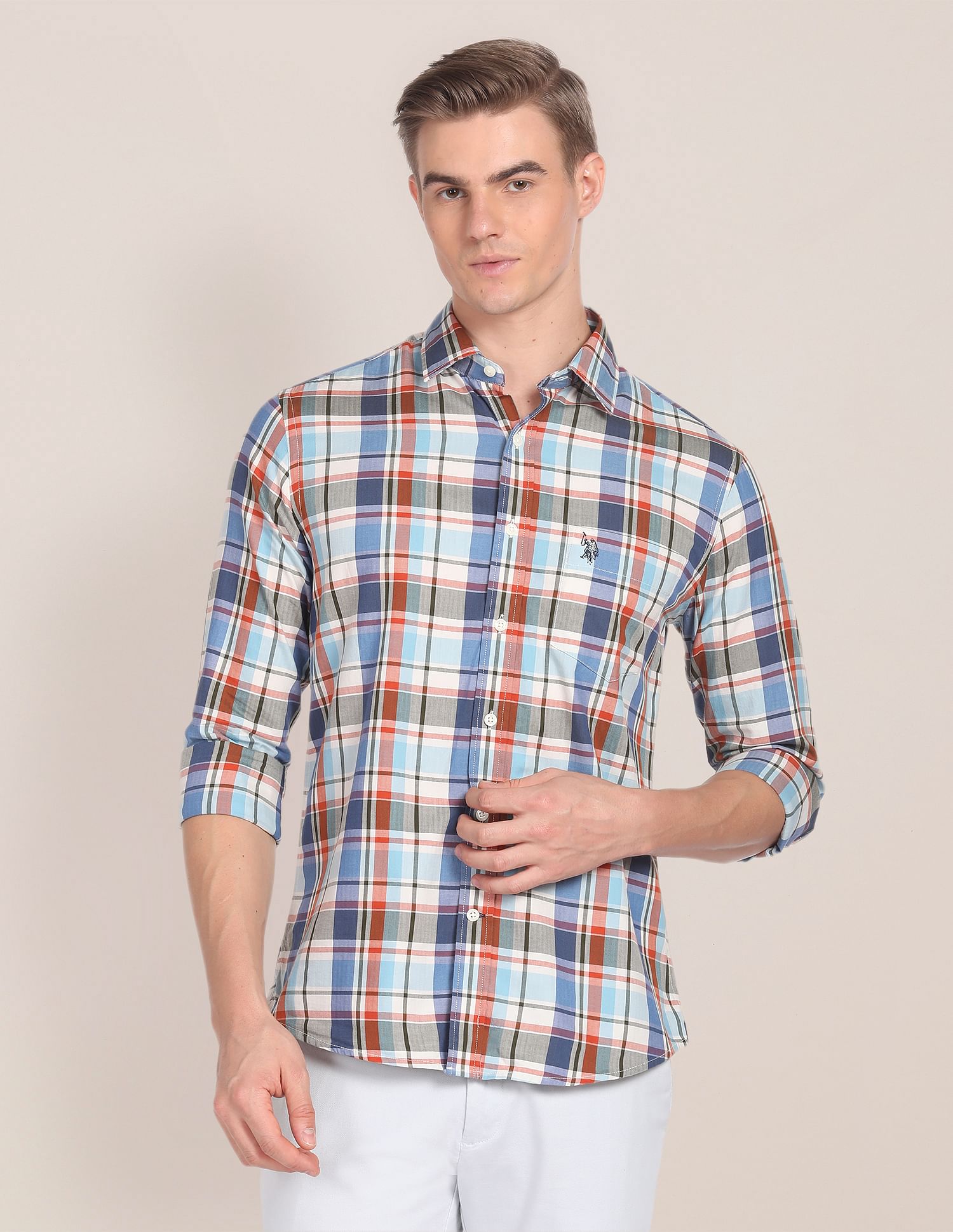 U.S. Polo Assn. Premium Cotton Madras Check Casual Shirt