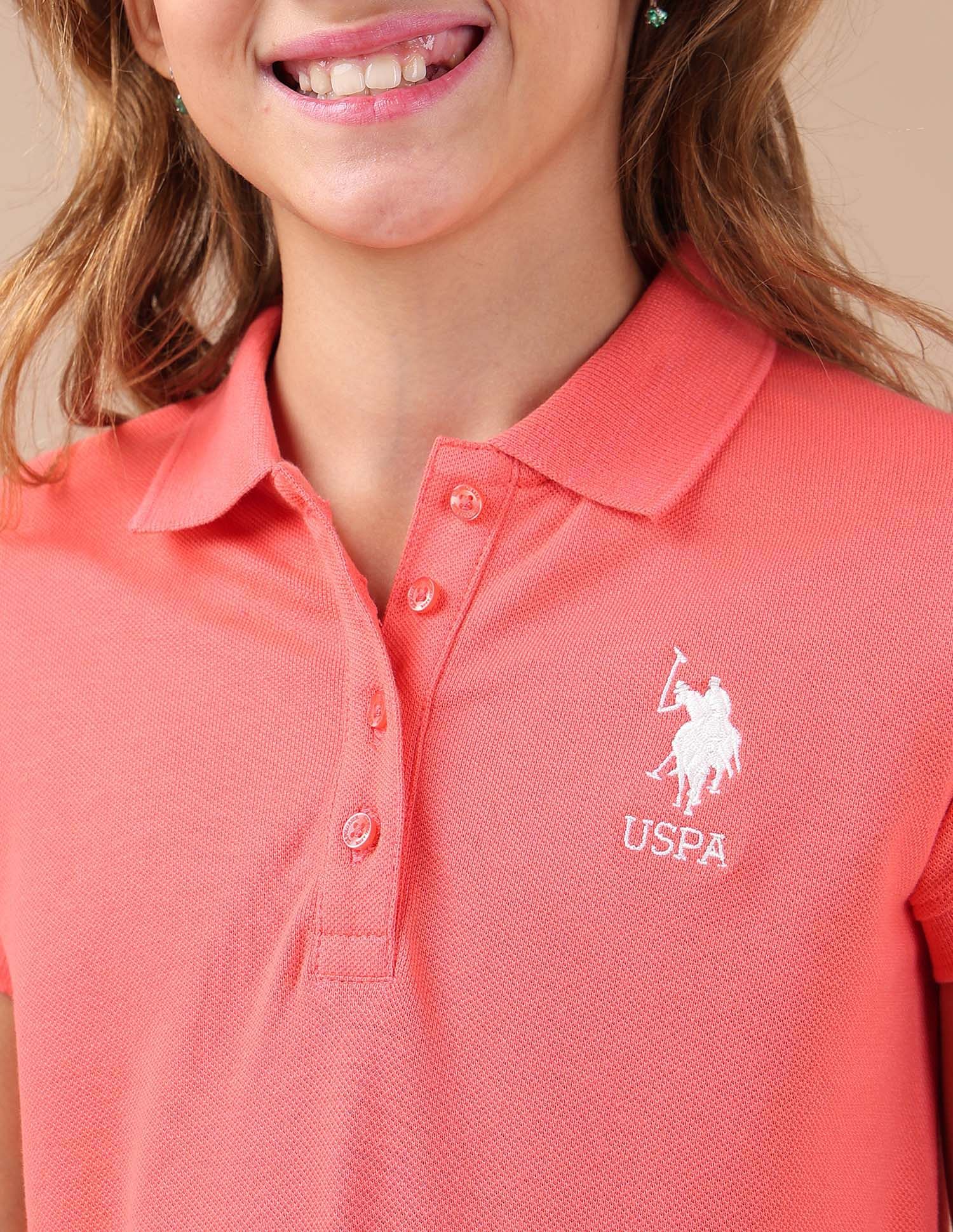 U.S. Polo Assn. Kids Girls Solid A Line Polo Dress