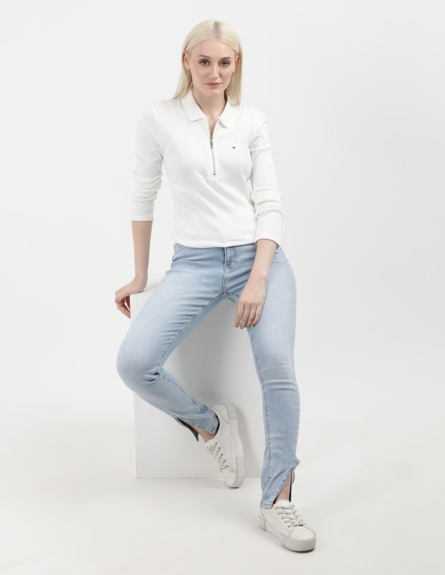 Tommy Jeans Tommy Hilfiger Long Sleeve Polo Shirts Womens Cropped