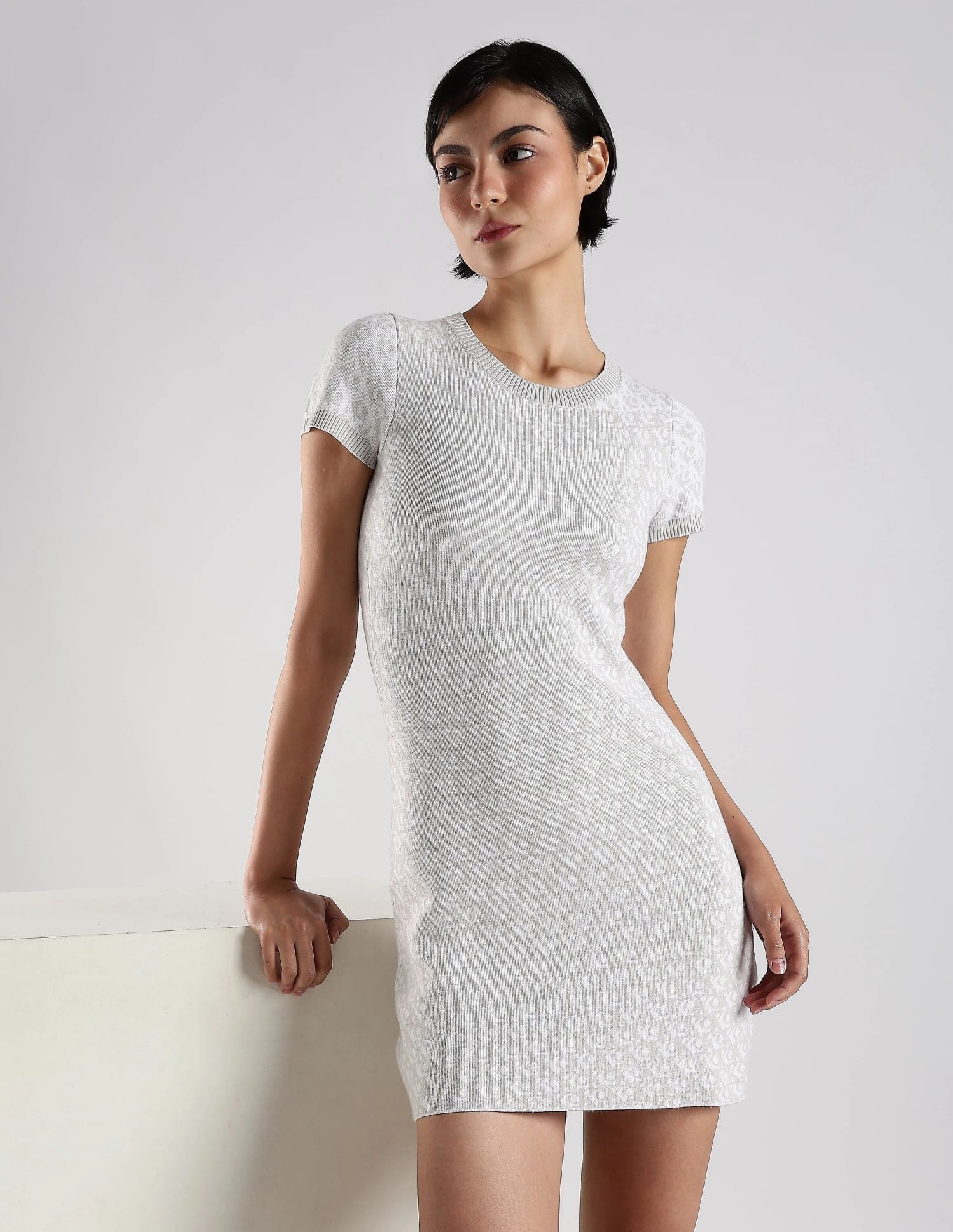 Buy Calvin Klein Jeans Viscose Crew Neck Mini Dress