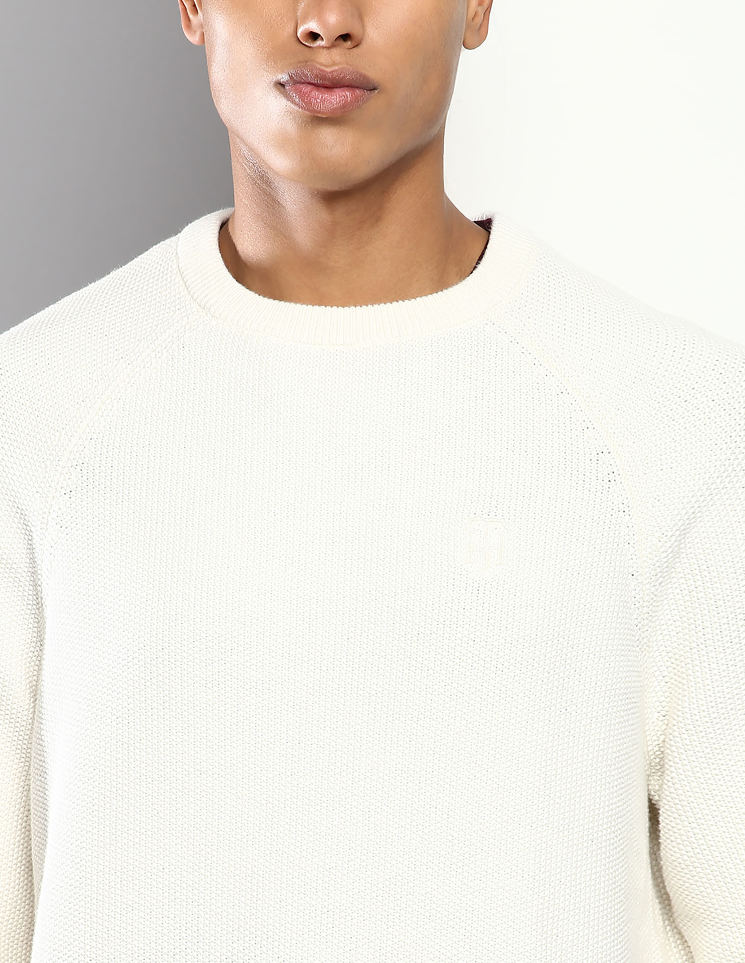 メンズウェア #GENTLEMAN CREW SWEAT - WHITE - Buy Tommy Hilfiger Men White Jimmy Texture Crew Neck Sweater