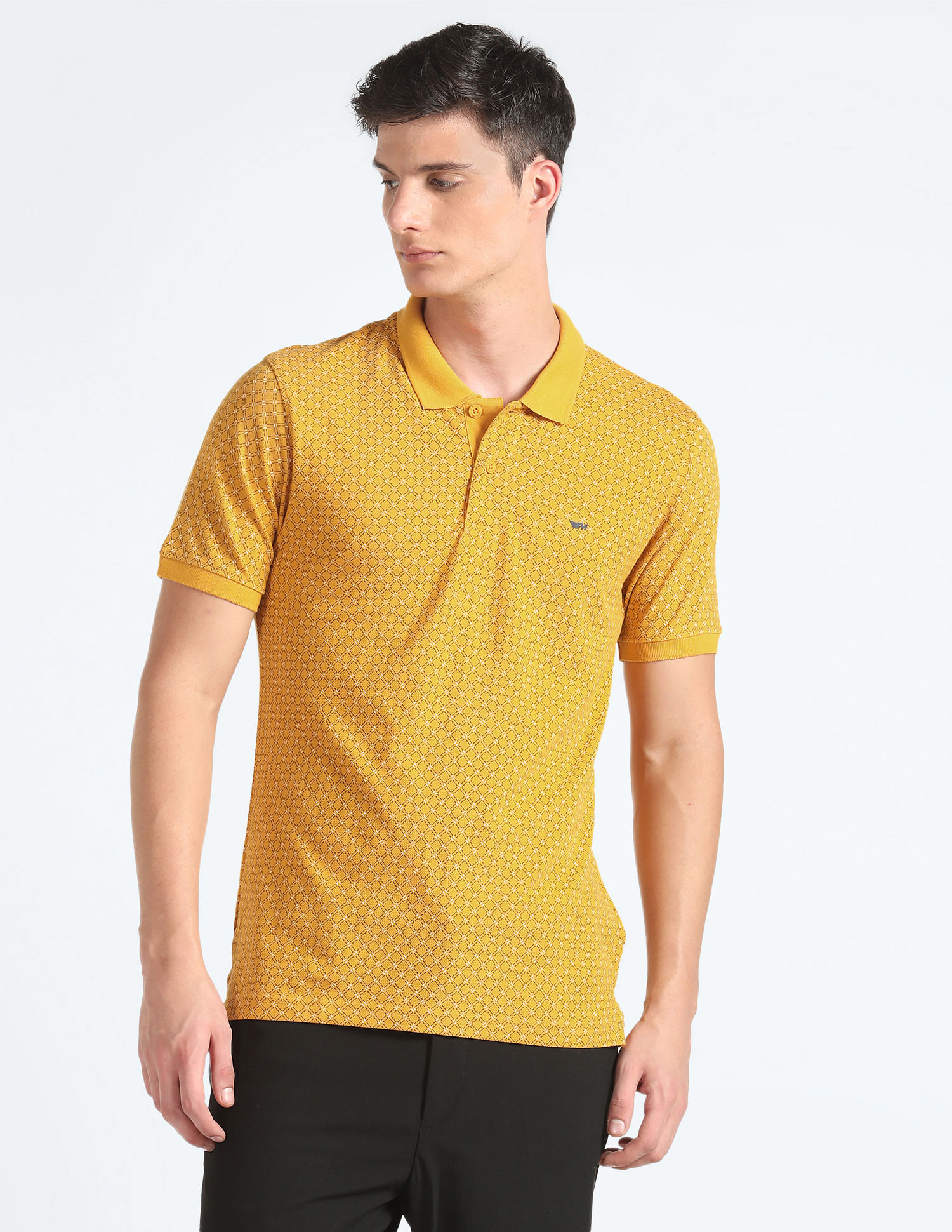 Flying Machine Pure Cotton Patterned Polo Shirt