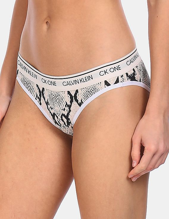 Buy Calvin Klein Underwear Women Beige Snake Print Cotton Bikini Panties 