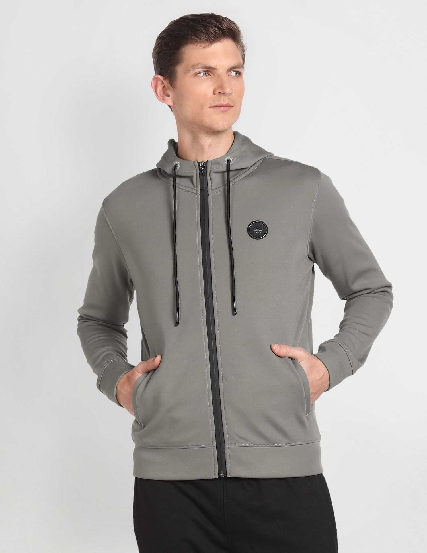 Arrow Newyork Solid Zip Up Sweatshirt