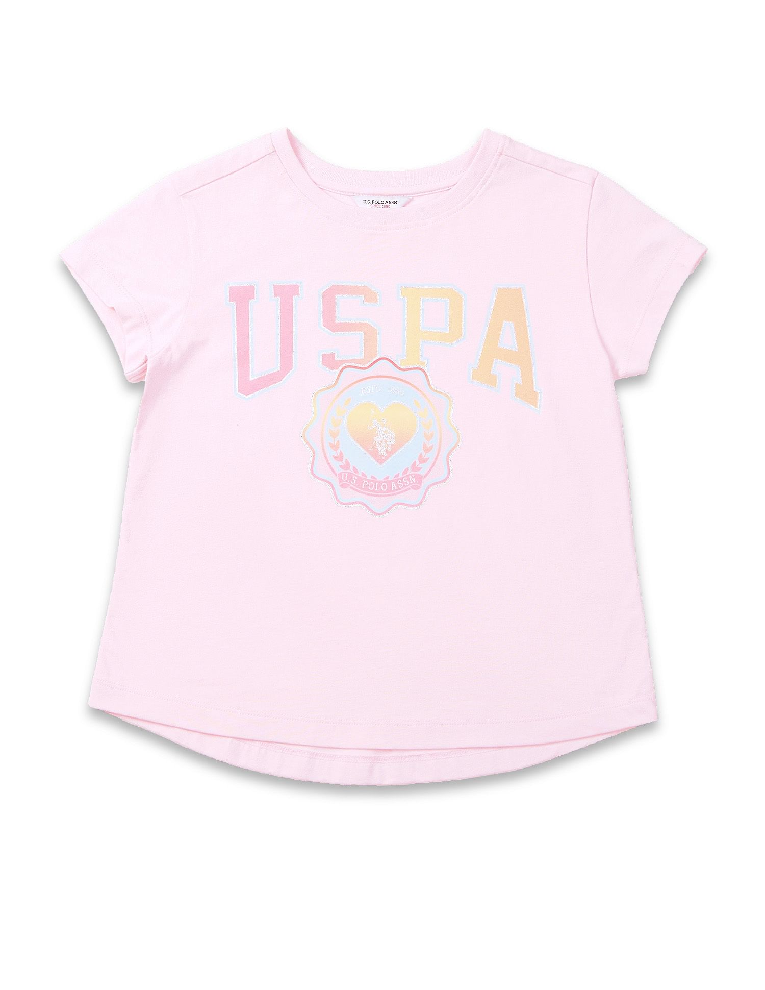 U.S. Polo Assn. Kids Girls Brand Printed Regular Fit T-Shirt