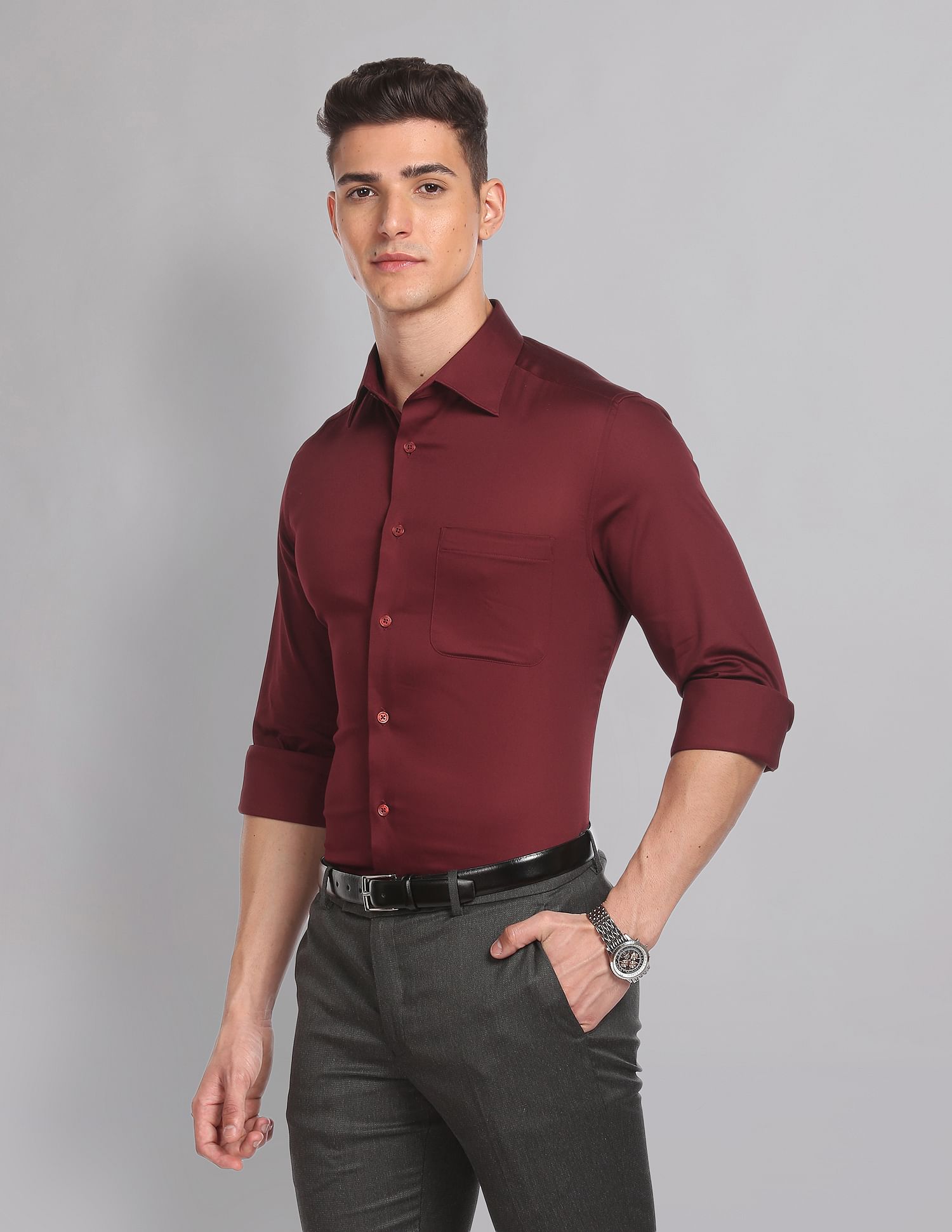AD by Arvind Solid Twill Formal Shirt