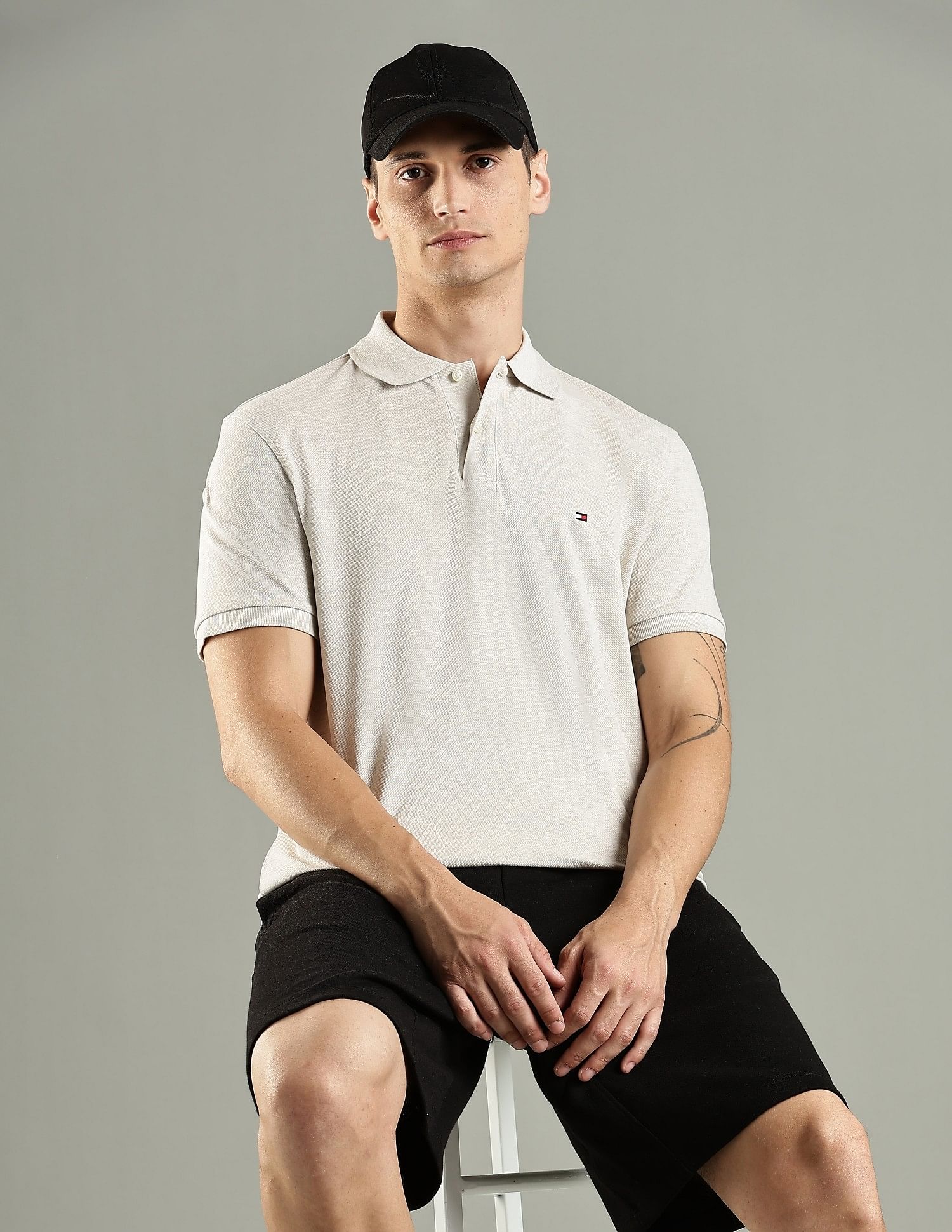 Tommy Hilfiger Solid Regular Fit Cotton Polo T-Shirt