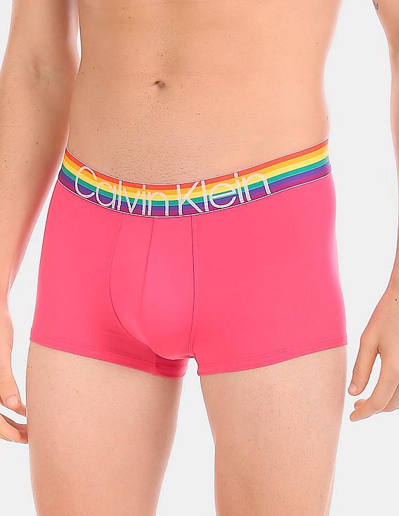 Buy Calvin Klein Underwear Men Pink Pride Low Rise Solid Stretch Trunks -  NNNOW.com