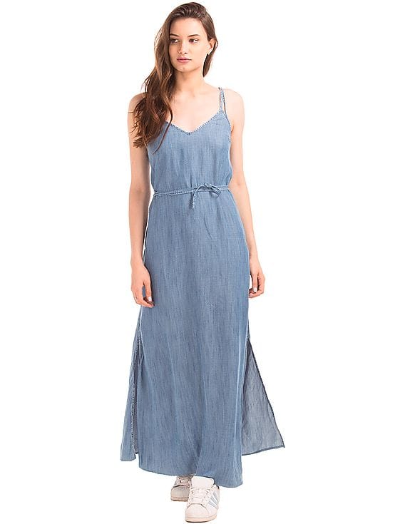 Buy GAP Women Women Blue Tencel Double Strap Maxi Dress - NNNOW.com
