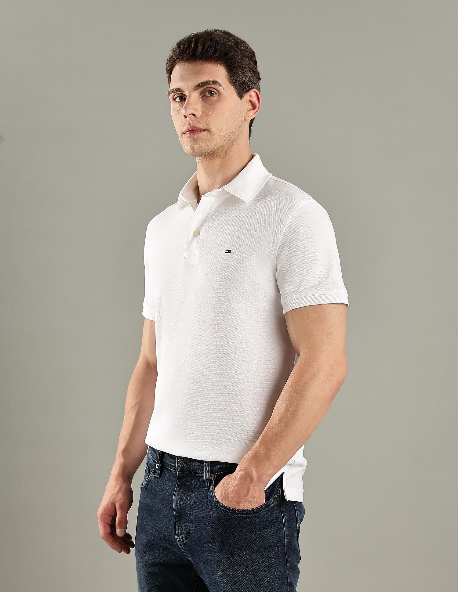 Tommy Hilfiger Solid Slim-Fit Cotton Polo T-Shirt