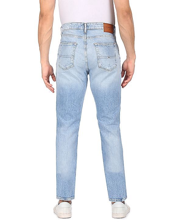 Tommy Hilfiger Men Blue Ryan Regular Straight Fit Distressed Jeans