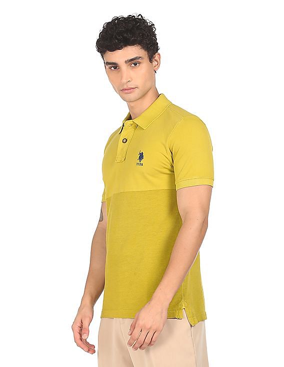 U.S. Polo Assn. Denim Co. Ribbed Collar Tonal Panel Polo Shirt