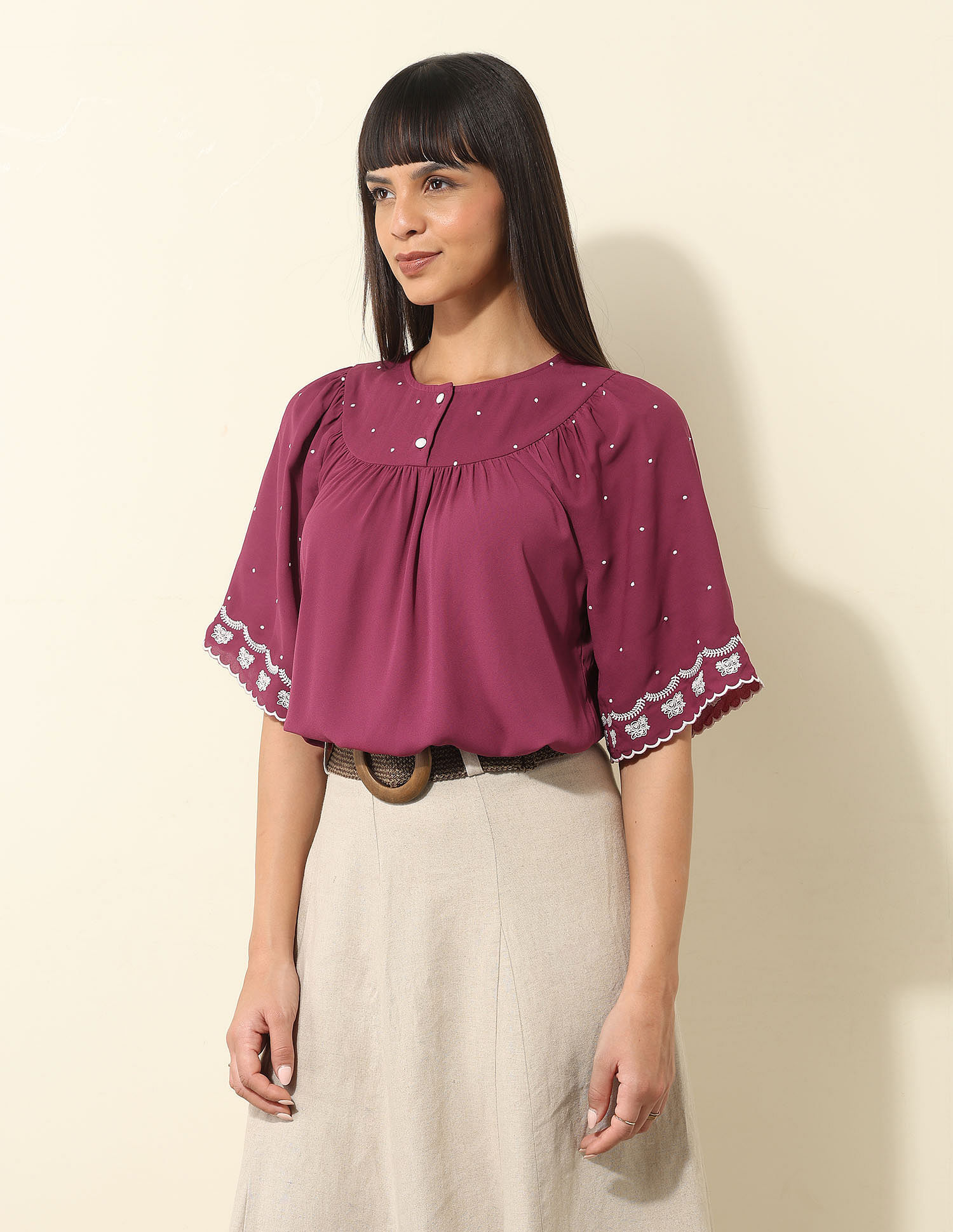 U.S. Polo Assn. Women Floral Embroidered Top