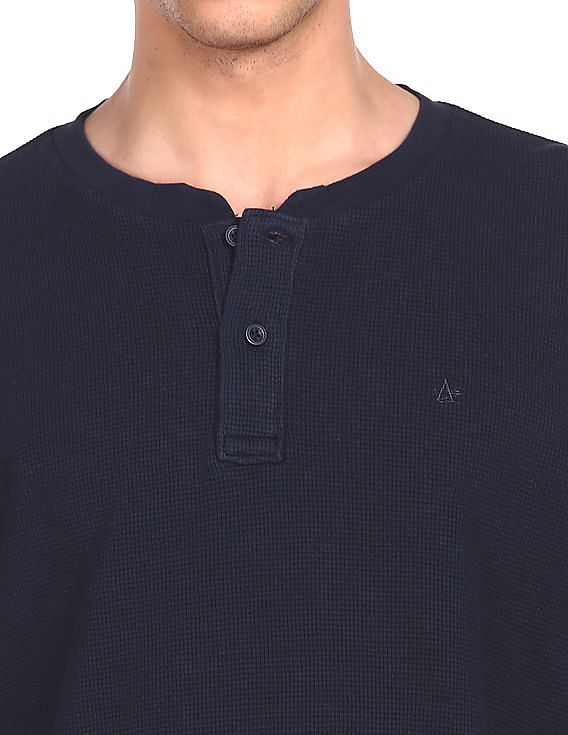 Buy Arrow Sports Long Sleeve Textured Henley T-Shirt - NNNOW.com