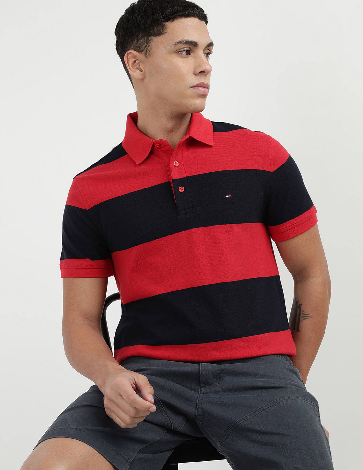 Tommy Hilfiger Slim Fit Rugby Stripes Polo Shirt
