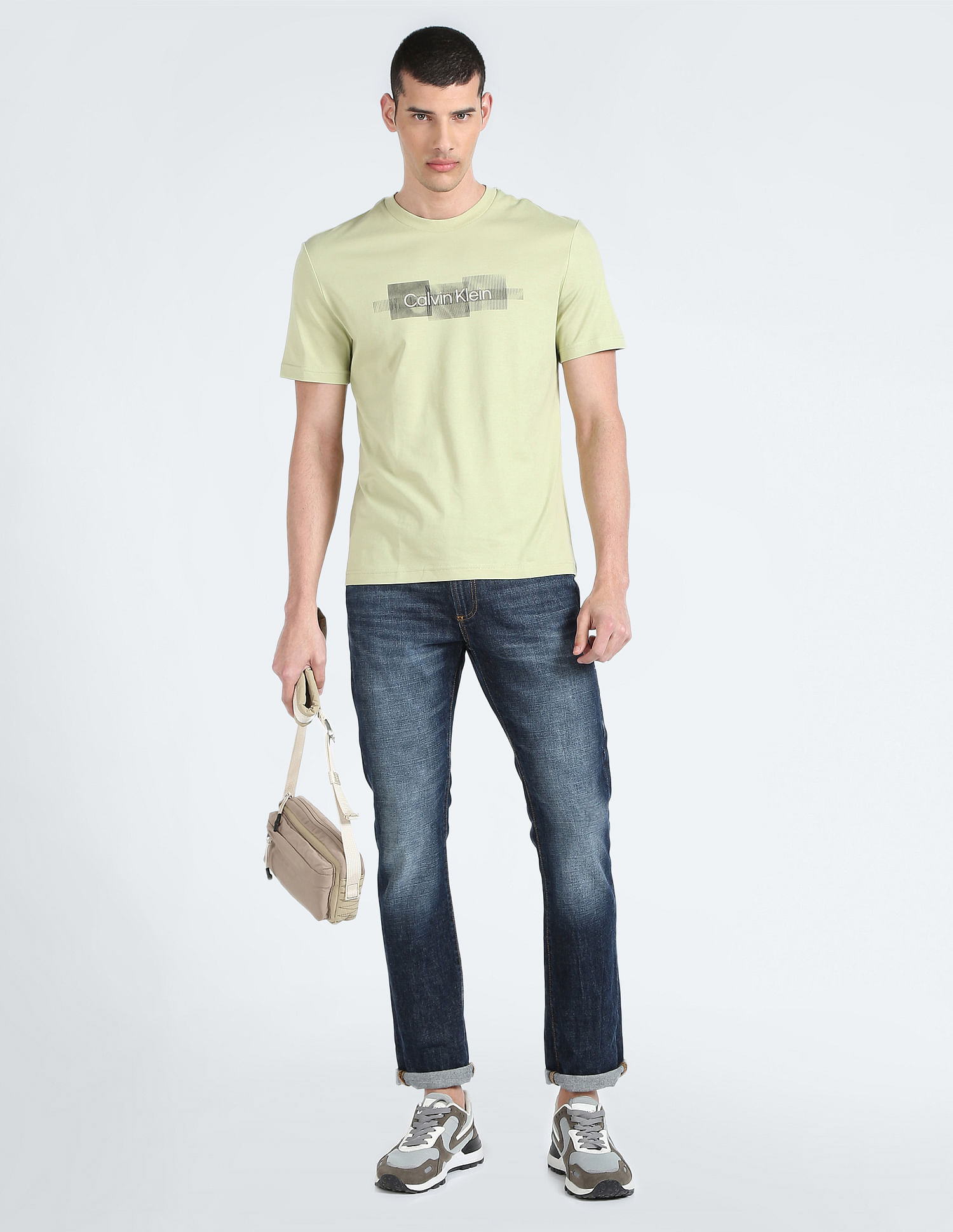 Calvin Klein Recycled Cotton Box Stripe Logo T-Shirt