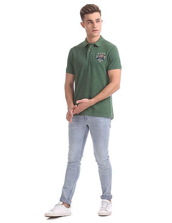U.S. Polo Assn. Denim Co. Muscle Fit Heathered Polo Shirt