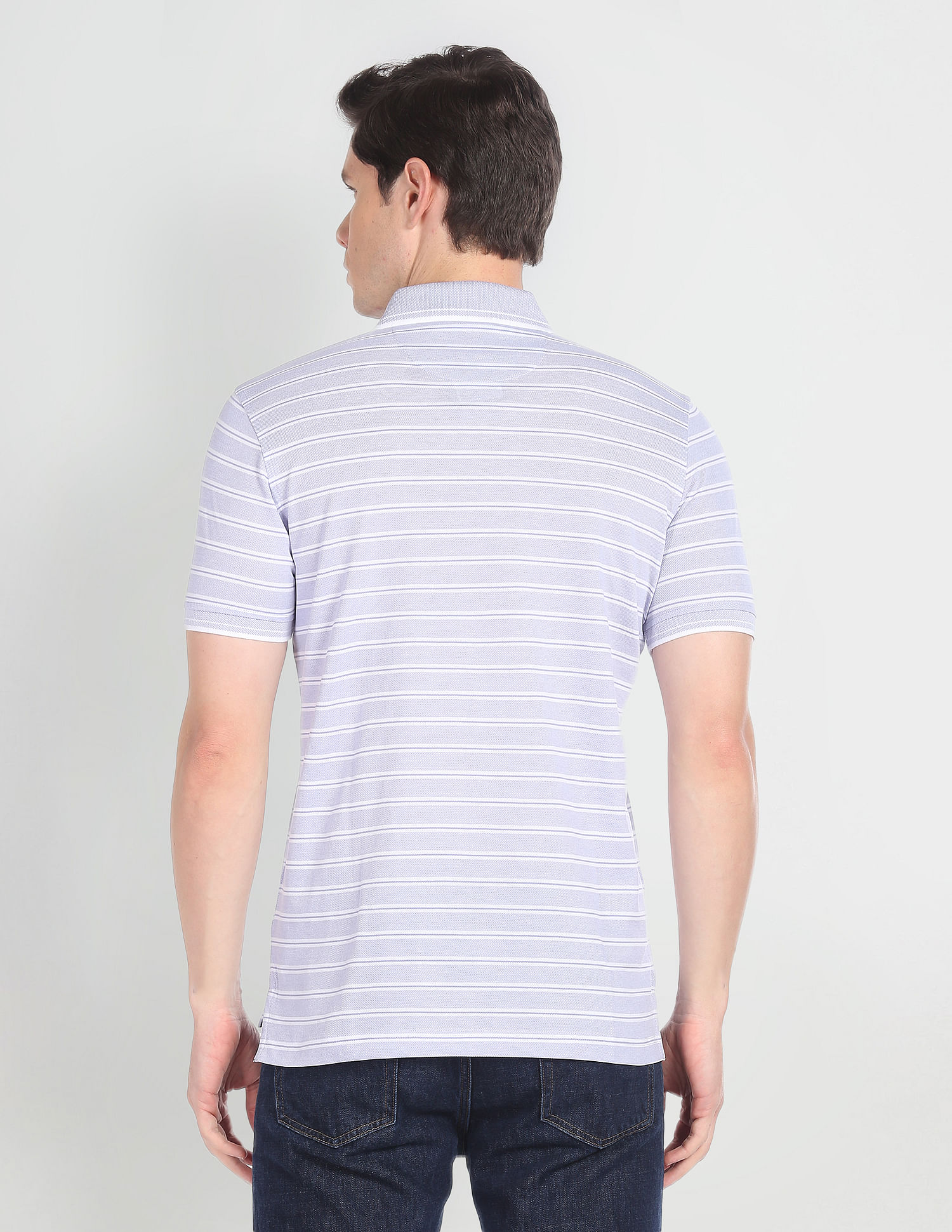 Arrow Mercerised Cotton Horizontal Stripe Polo Shirt