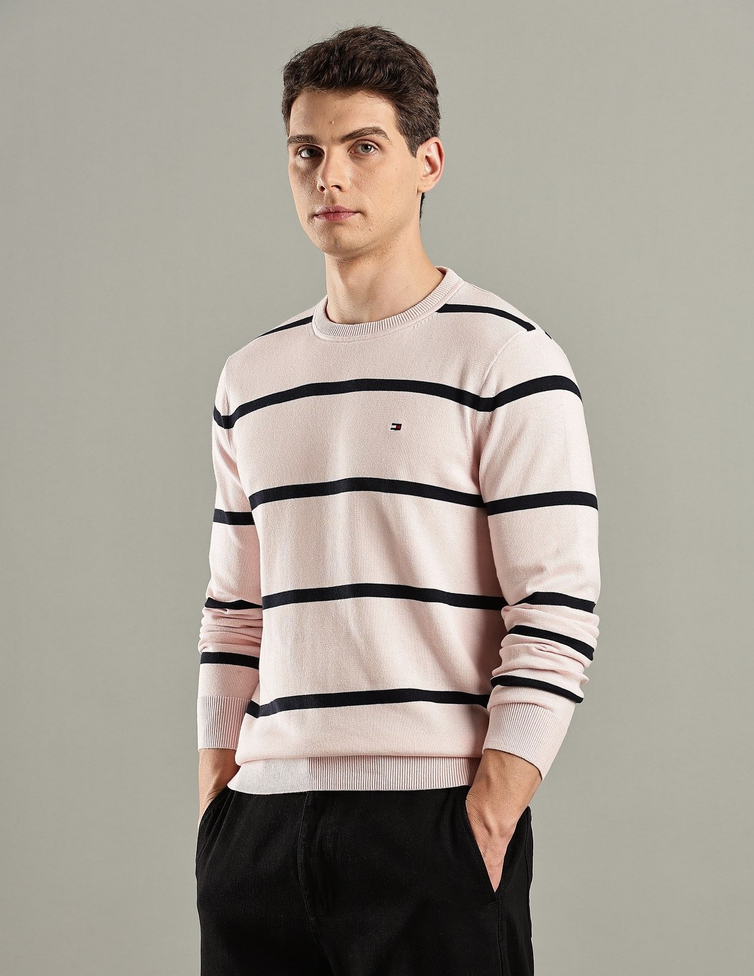 Tommy Hilfiger Striped Regular-Fit Cotton Sweater