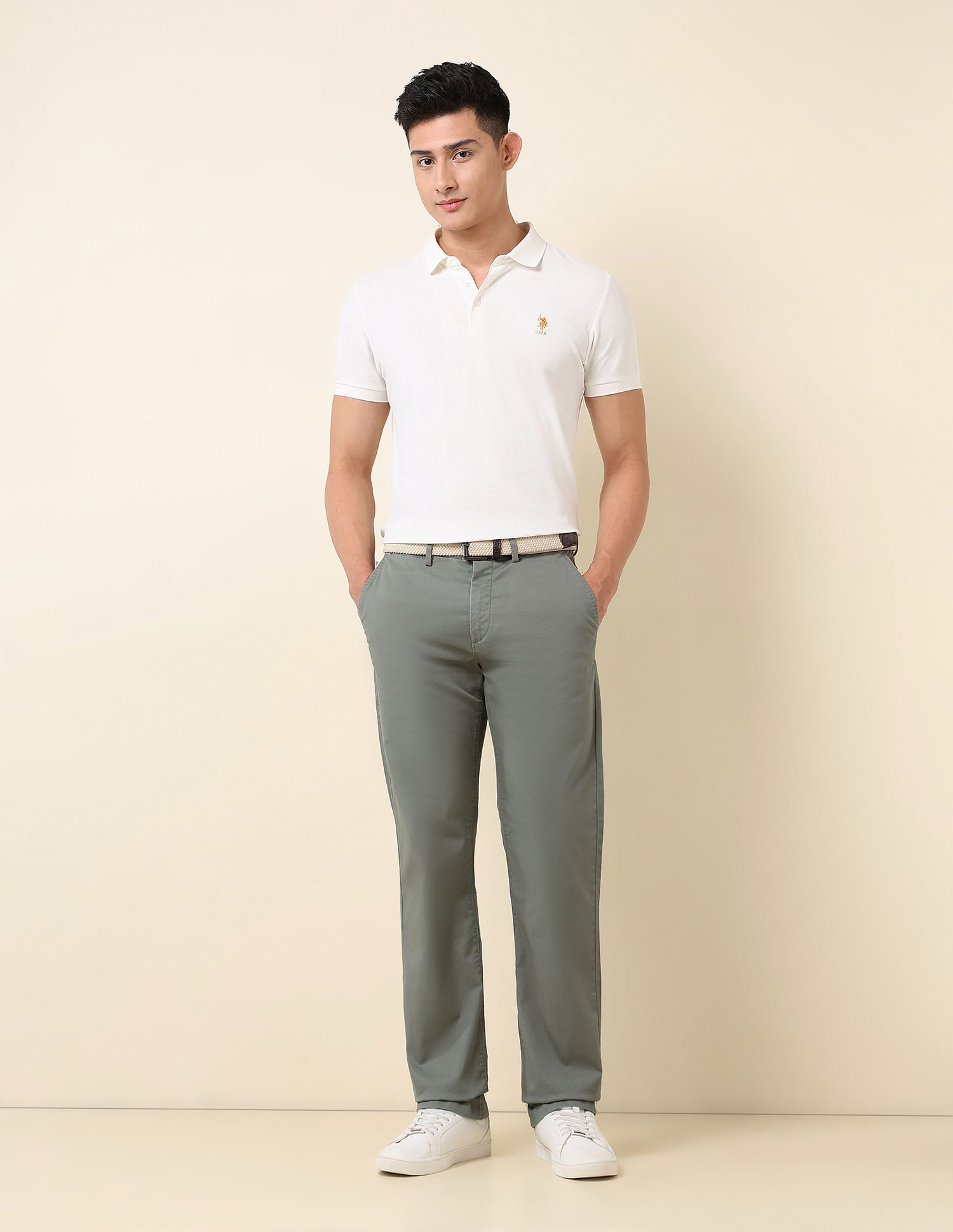 U.S. Polo Assn. Dobby Riley Straight Fit Trousers