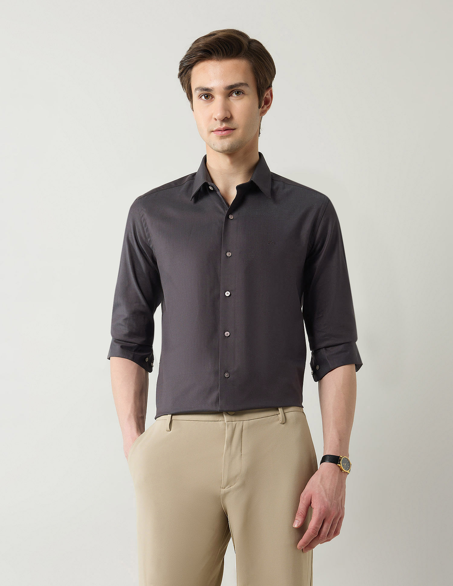 Arrow Newyork Pure Cotton Textured Shirt