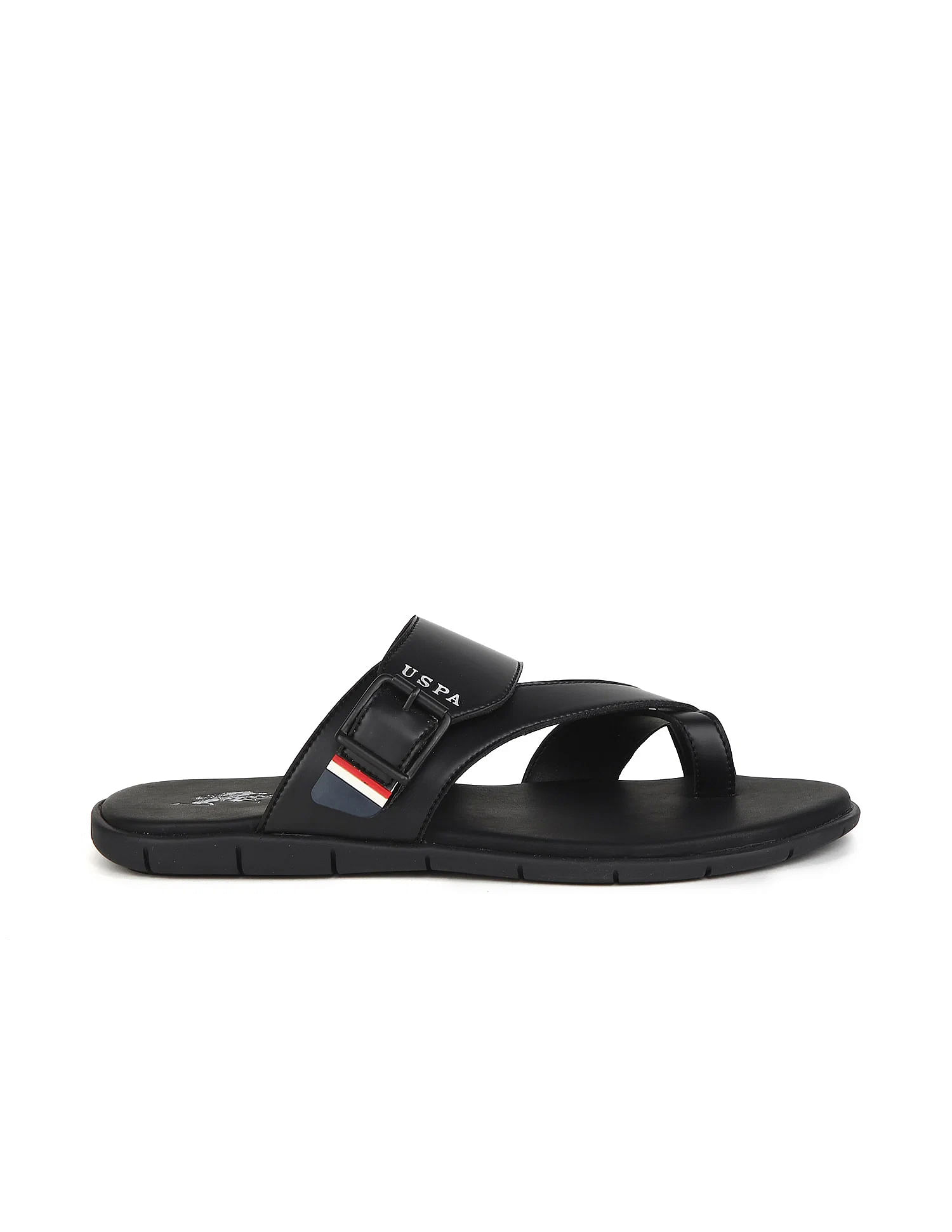 U.S. Polo Assn. Buckle Strap Leather Slippers