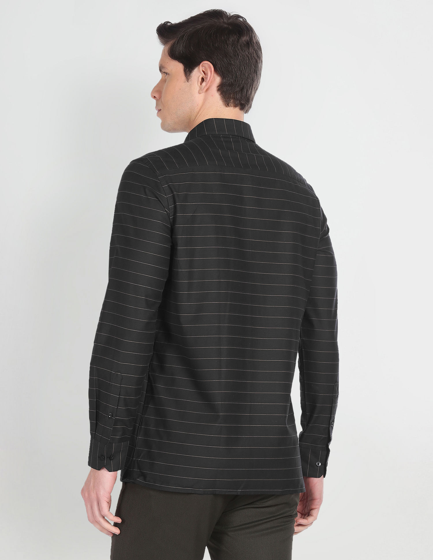 Arrow Horizontal Stripe Cotton Shirt