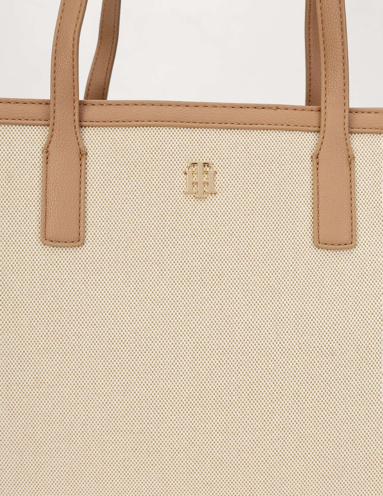 Tommy Hilfiger Solid Brown Polyester Tote Bag