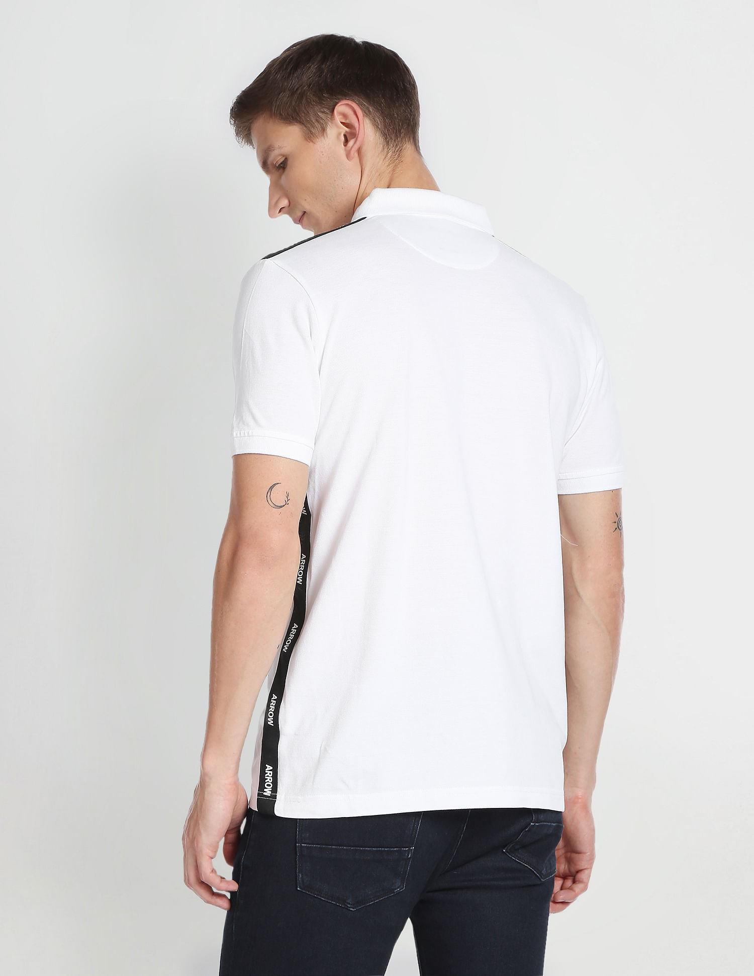 Arrow Sports Brand Taped Pique Polo Shirt
