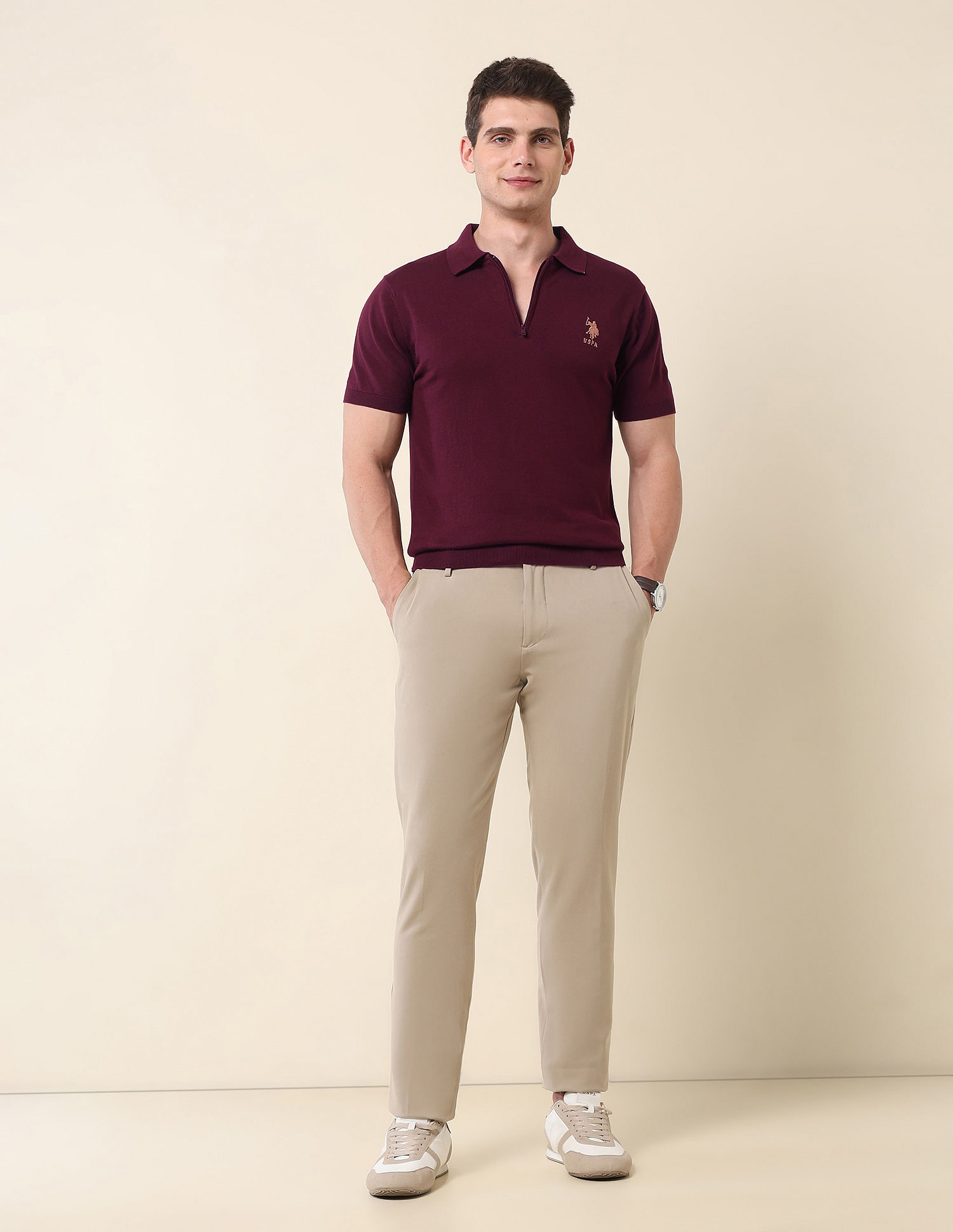 U.S. Polo Assn. Solid Slim Fit Monochrome Polo Shirt