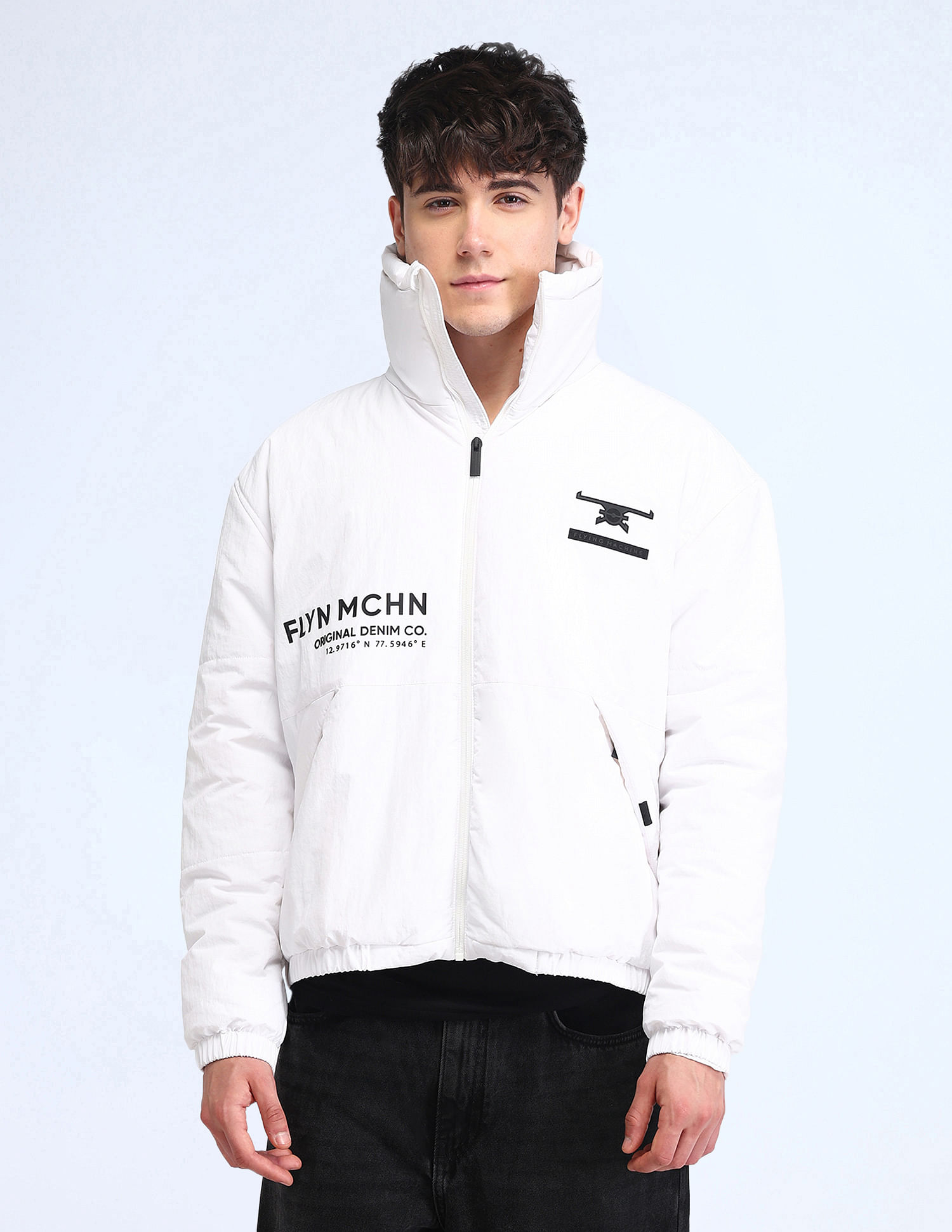 Flying Machine Relaxed Fit Printed Padded Jacket