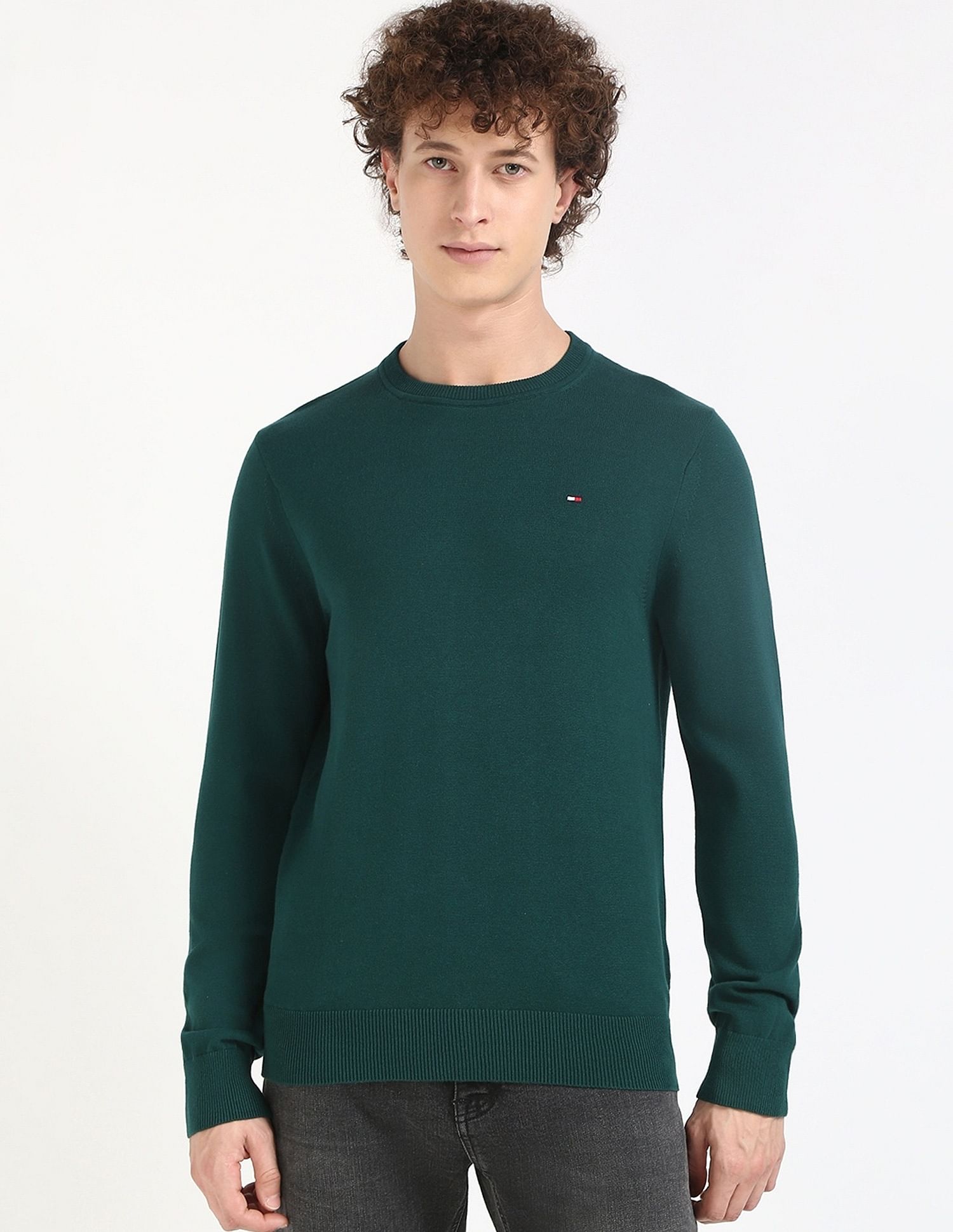 Tommy Hilfiger Solid Regular-Fit Cotton Sweater
