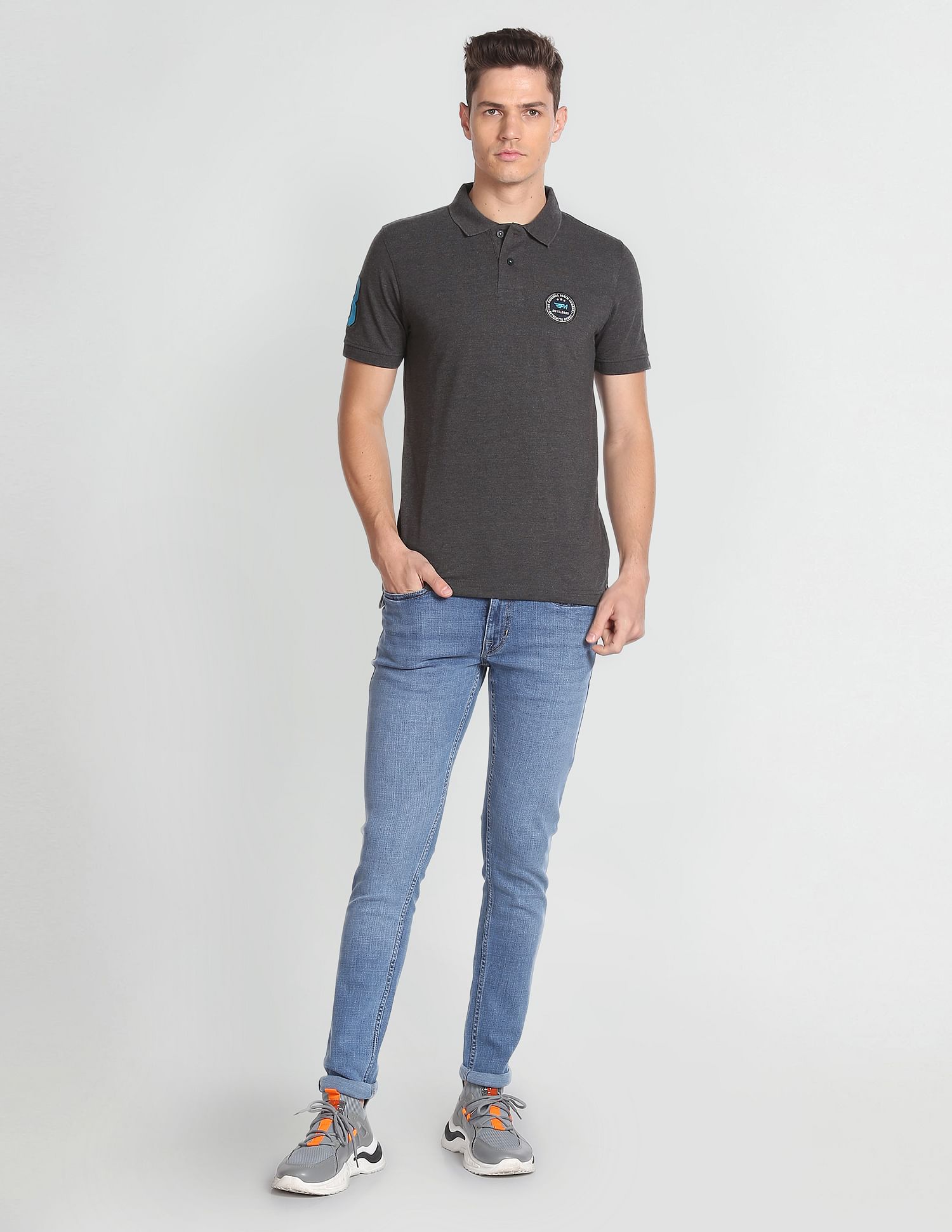 Flying Machine Appliqued Pique Polo Shirt