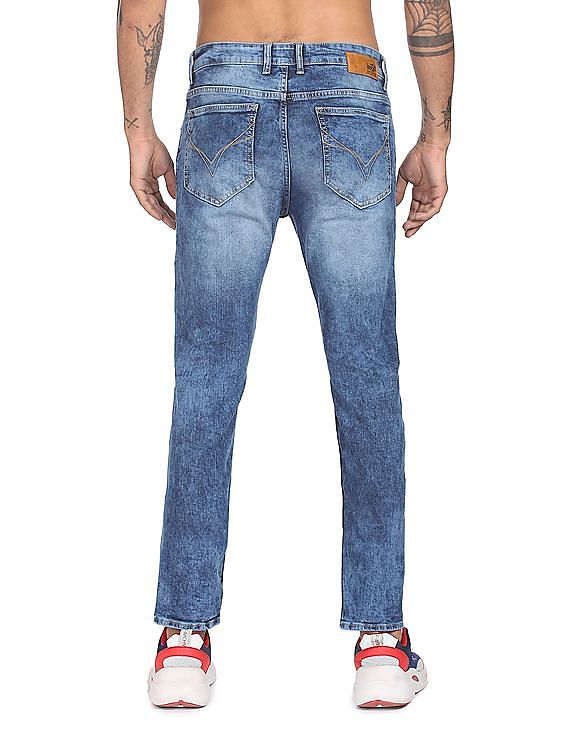 Flying Machine Michael Slim Tapered Fit Acid Wash Jeans