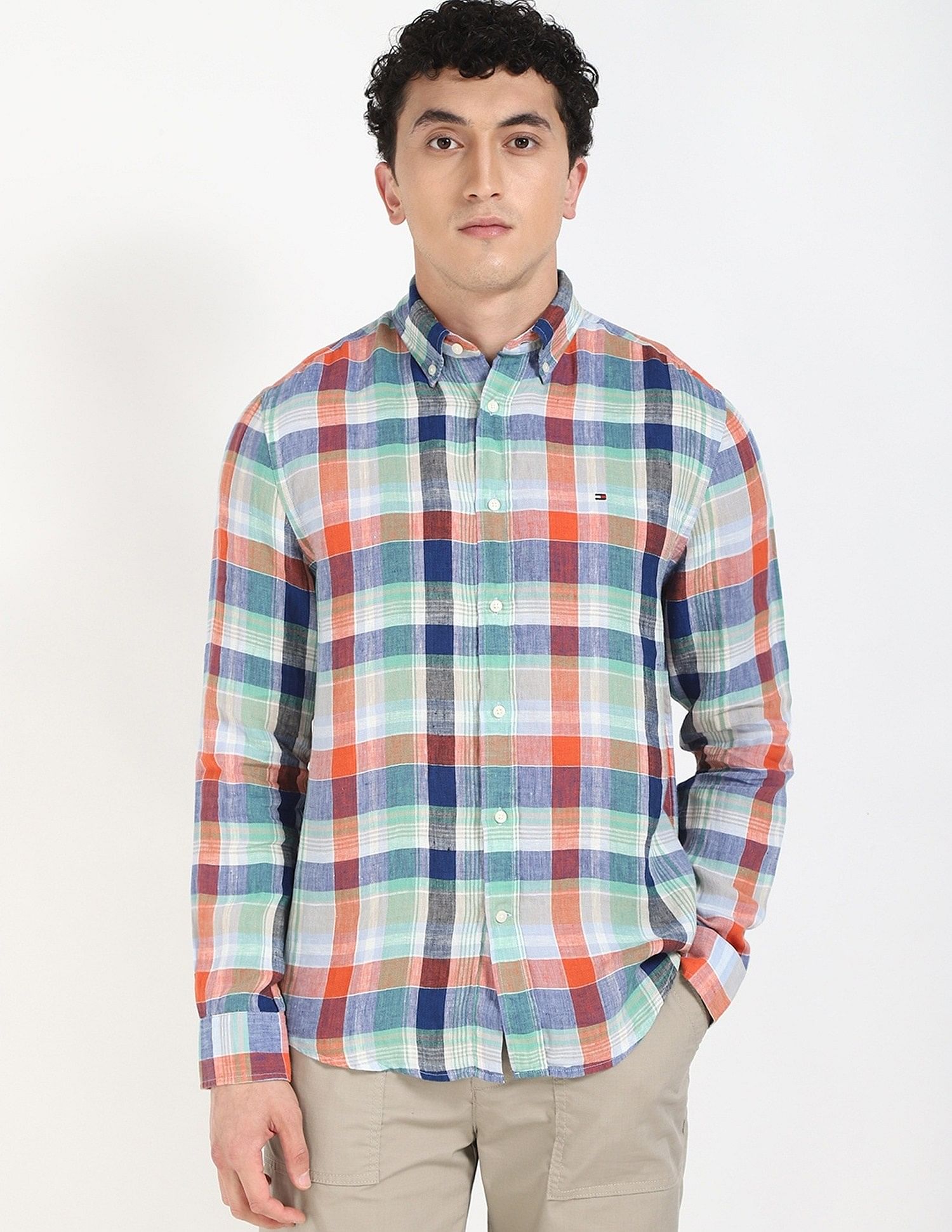 Tommy Hilfiger Checks Regular-Fit Linen Shirt