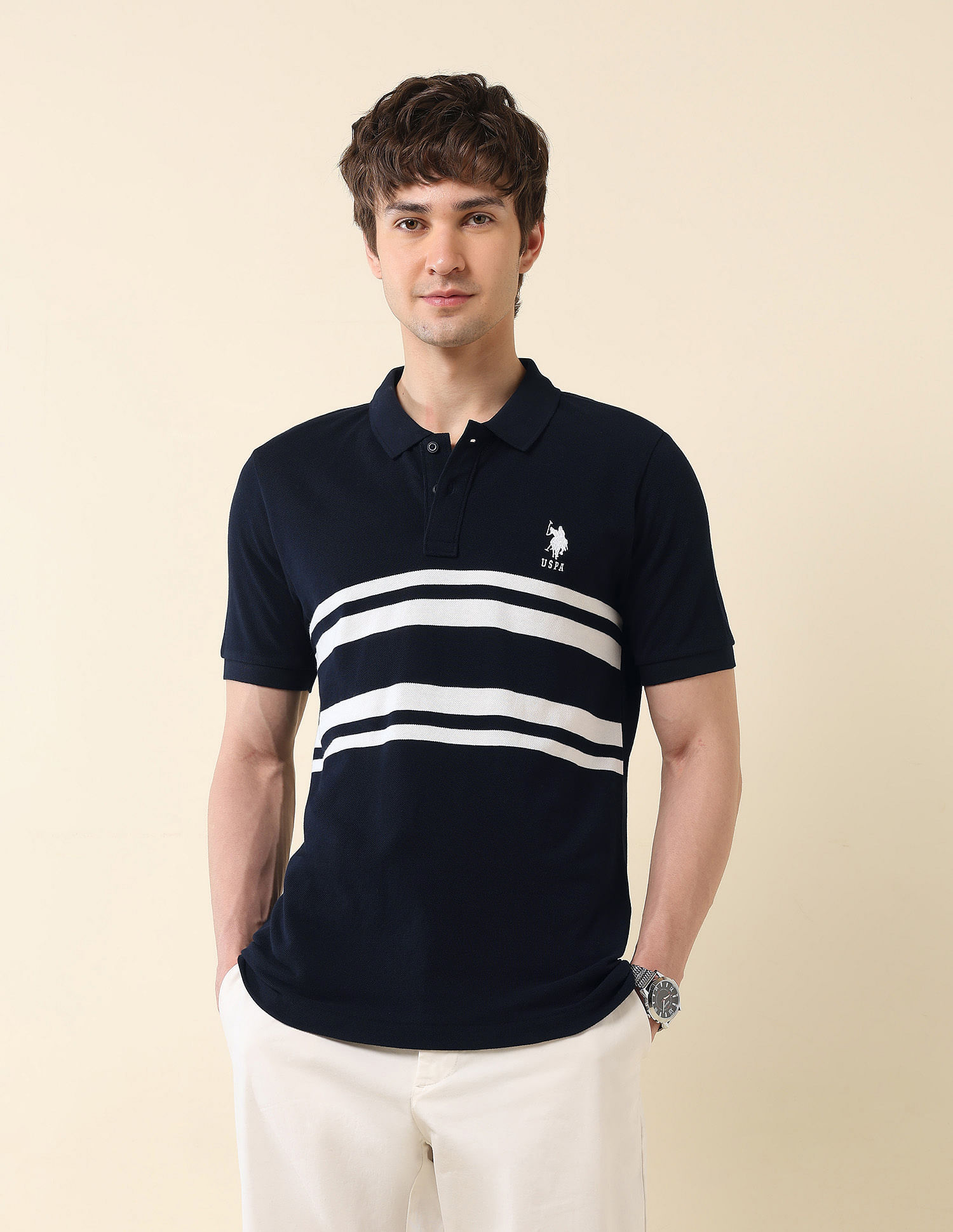 U.S. Polo Assn. Horizontal Striped Classic Polo Shirt