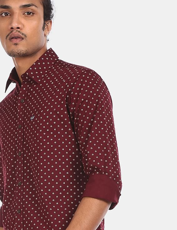 Buy Arrow Sports Men Burgundy Cotton 